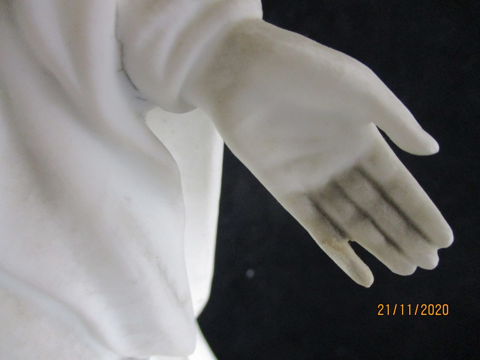 French Antique 1900 Bisque Statue Virgin Mary Our Lady Infant Flower Wreath Crow photo vinterior