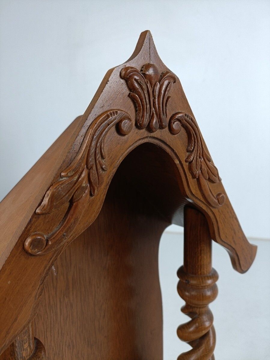 Hand Carved Wood Open  Barley Twist Standing Chapel Niche For Statue Beautiful V photo vintage
