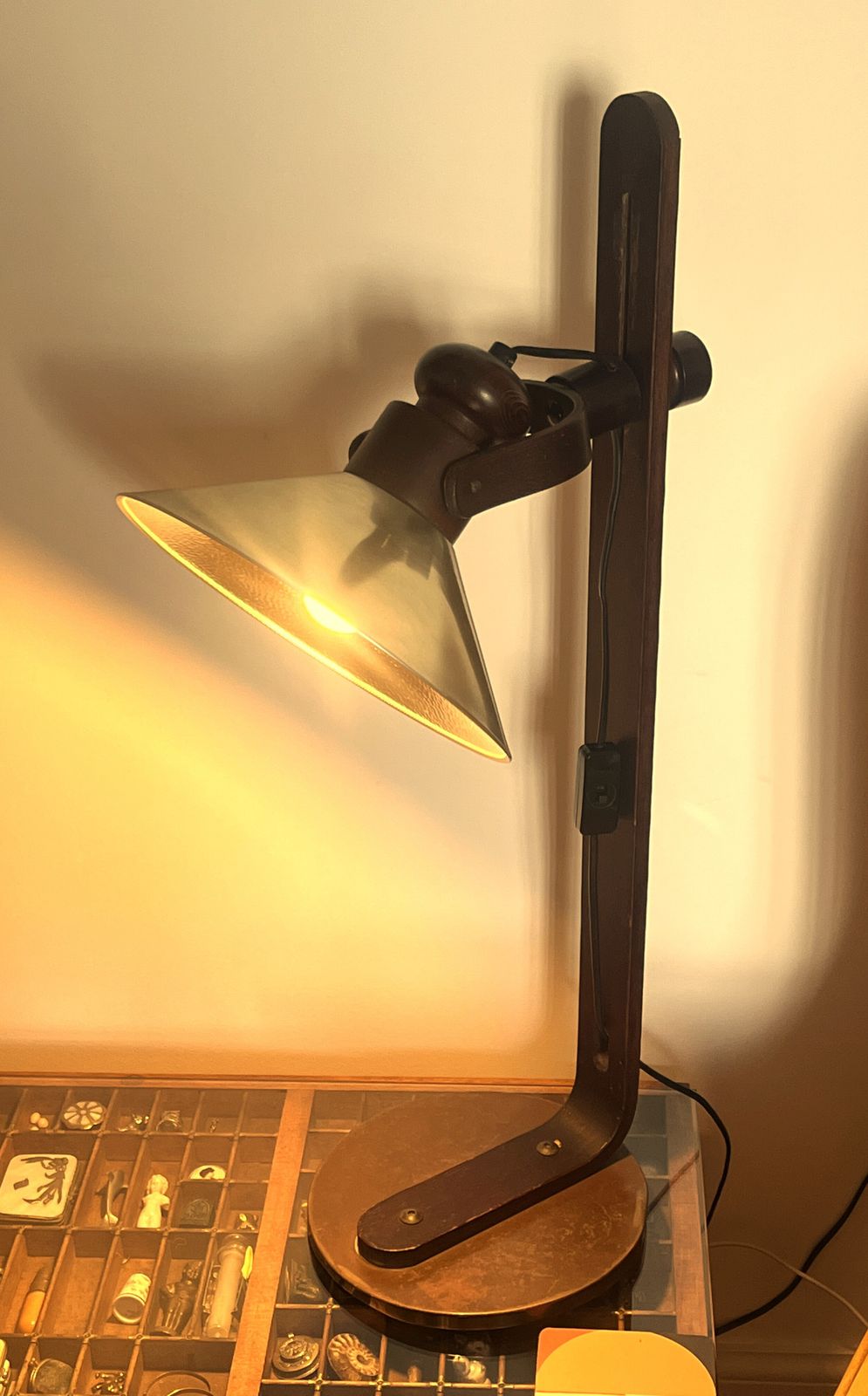 1970's Midcentury Modern Swedish Borje Claes Norlett Elit Wood And Brass Table Lamp. Working. photo furniture
