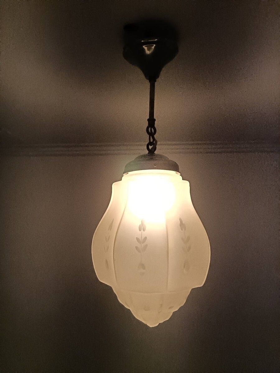 Skyscraper Pendant Lantern Chandelier  Ceiling Light Frosted Etched Glass Art De photo furniture