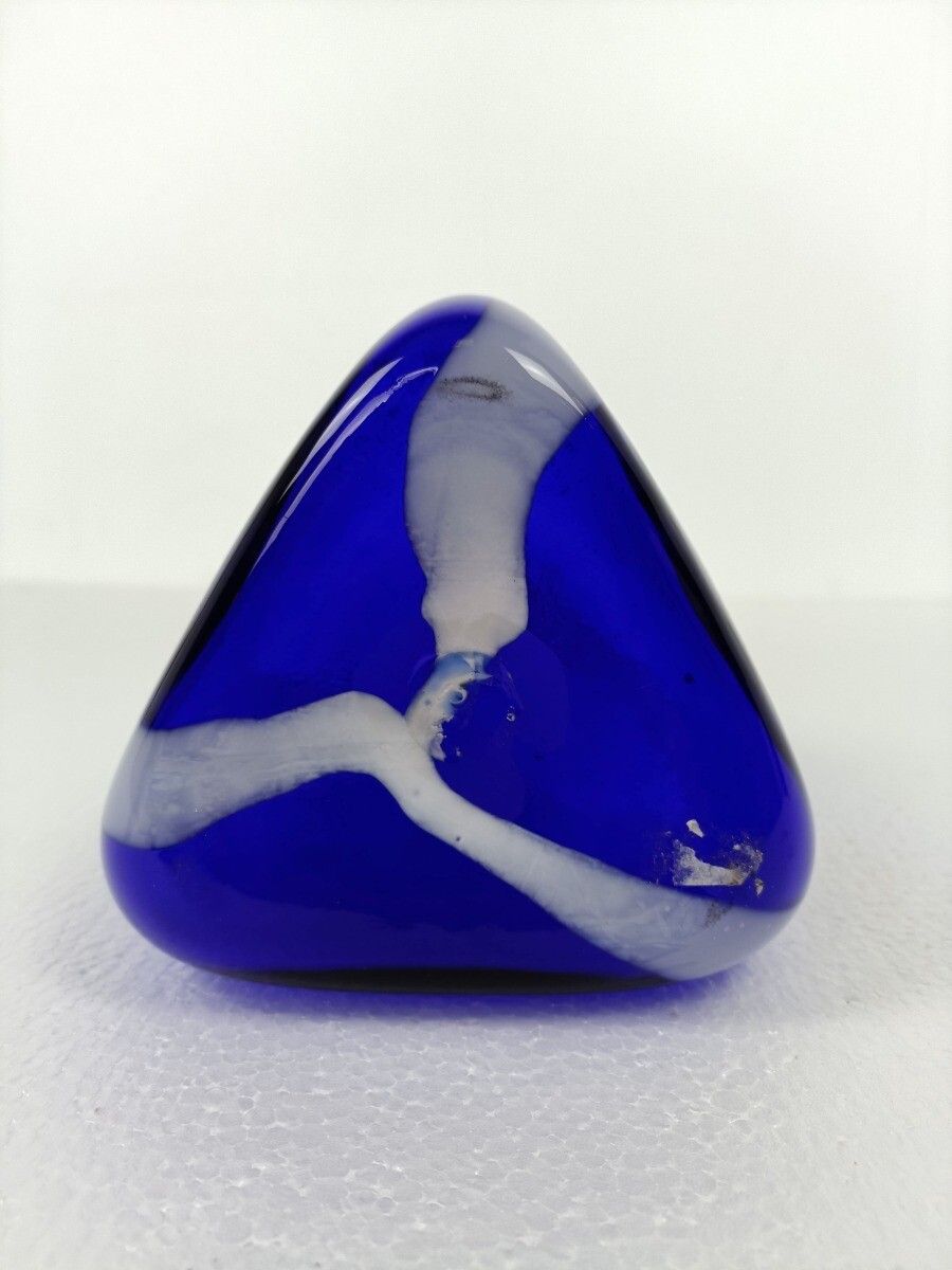 photo furniture Vintage Retro Art Glass Genie Bottle Vase Cobalt Blue White Lines Extremely Htf