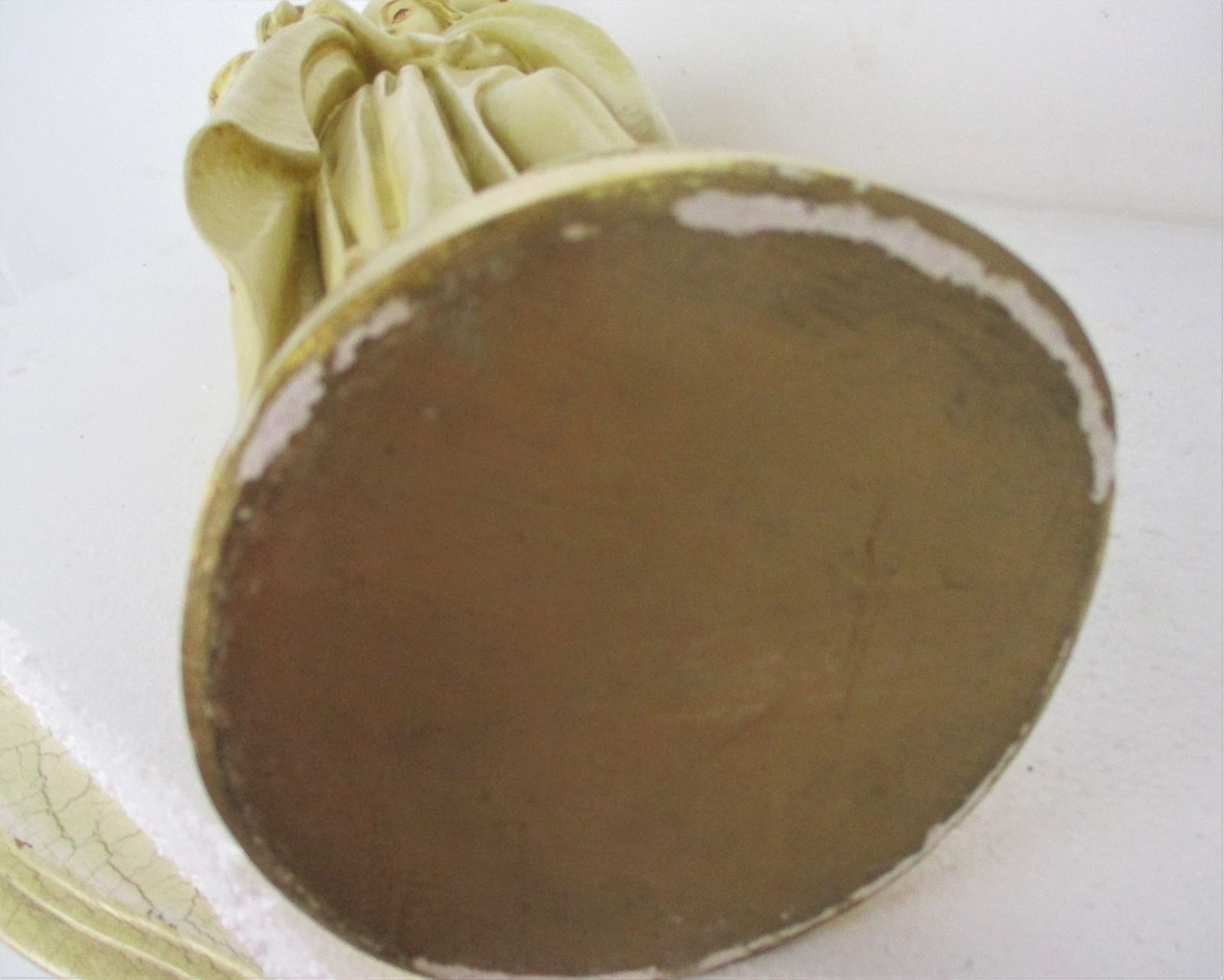 photo for sale Large Statue Virgin Mary Madonna Infant Treading On Snake Plaster Gold Colored H
