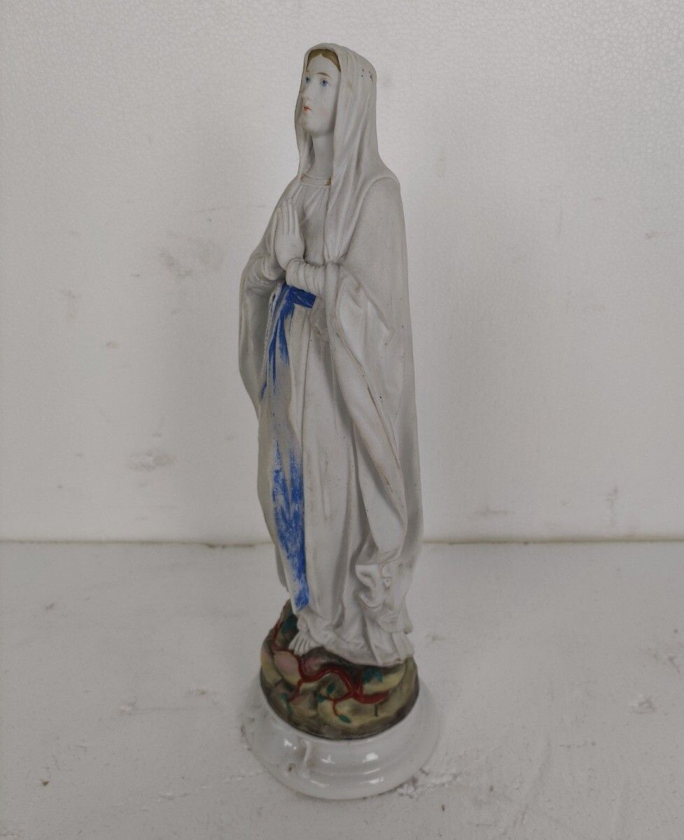 Porcelain Bisque Statue Virgin Mary Our Lady Madonna Vintage Gorgeous Chapel photo Art