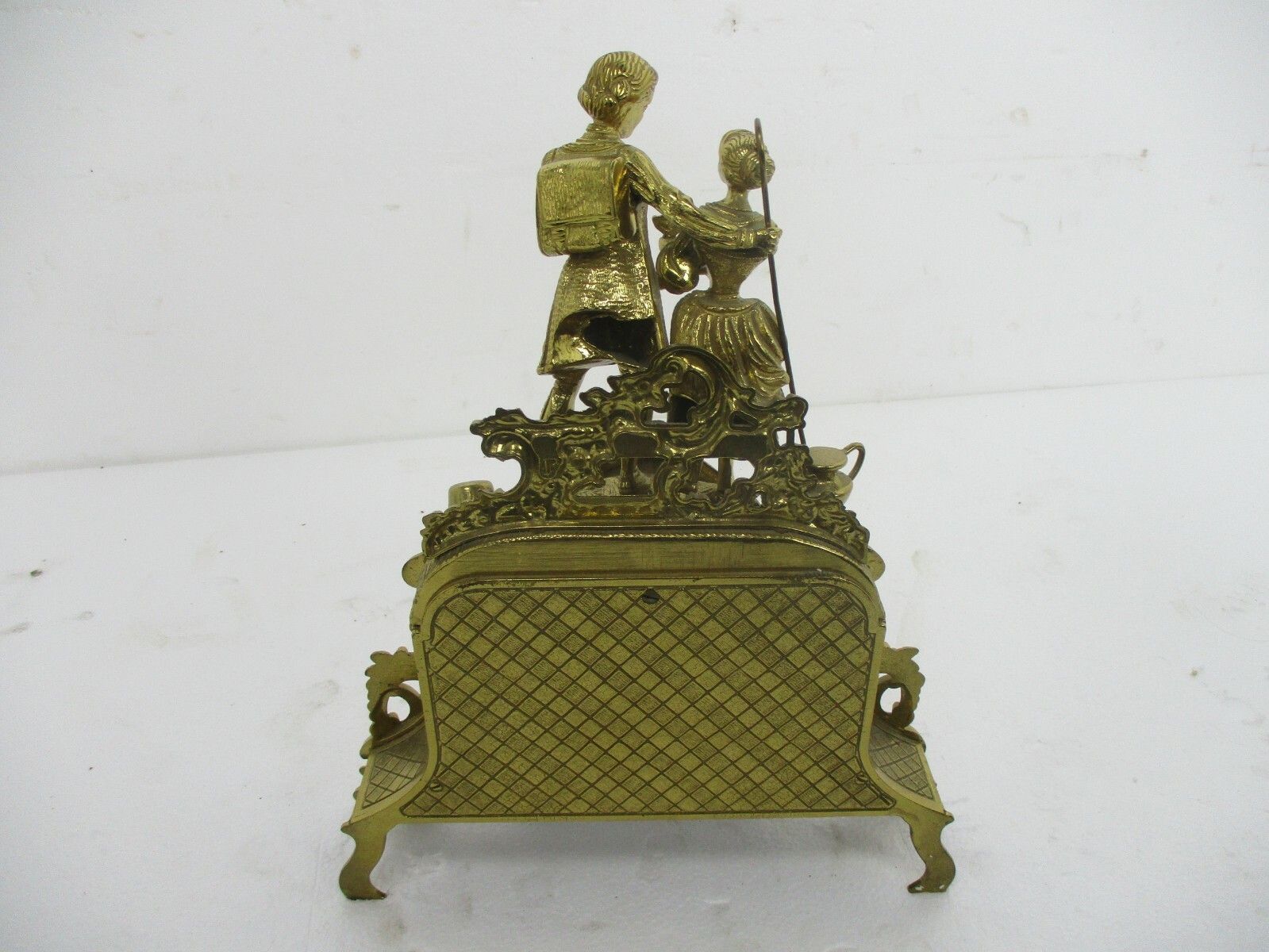 photo for sale 3 Piece Garniture Mantle Set 5 Arm Candelabras Clock Lancini Italy Brass Marble