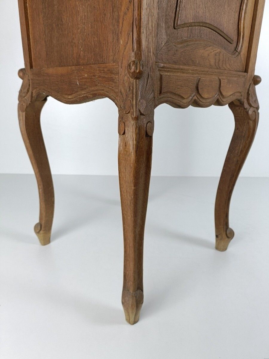 Antique Nightstand End Table Bedroom Cabinet Wood Marble Top 19th Century photo vintage