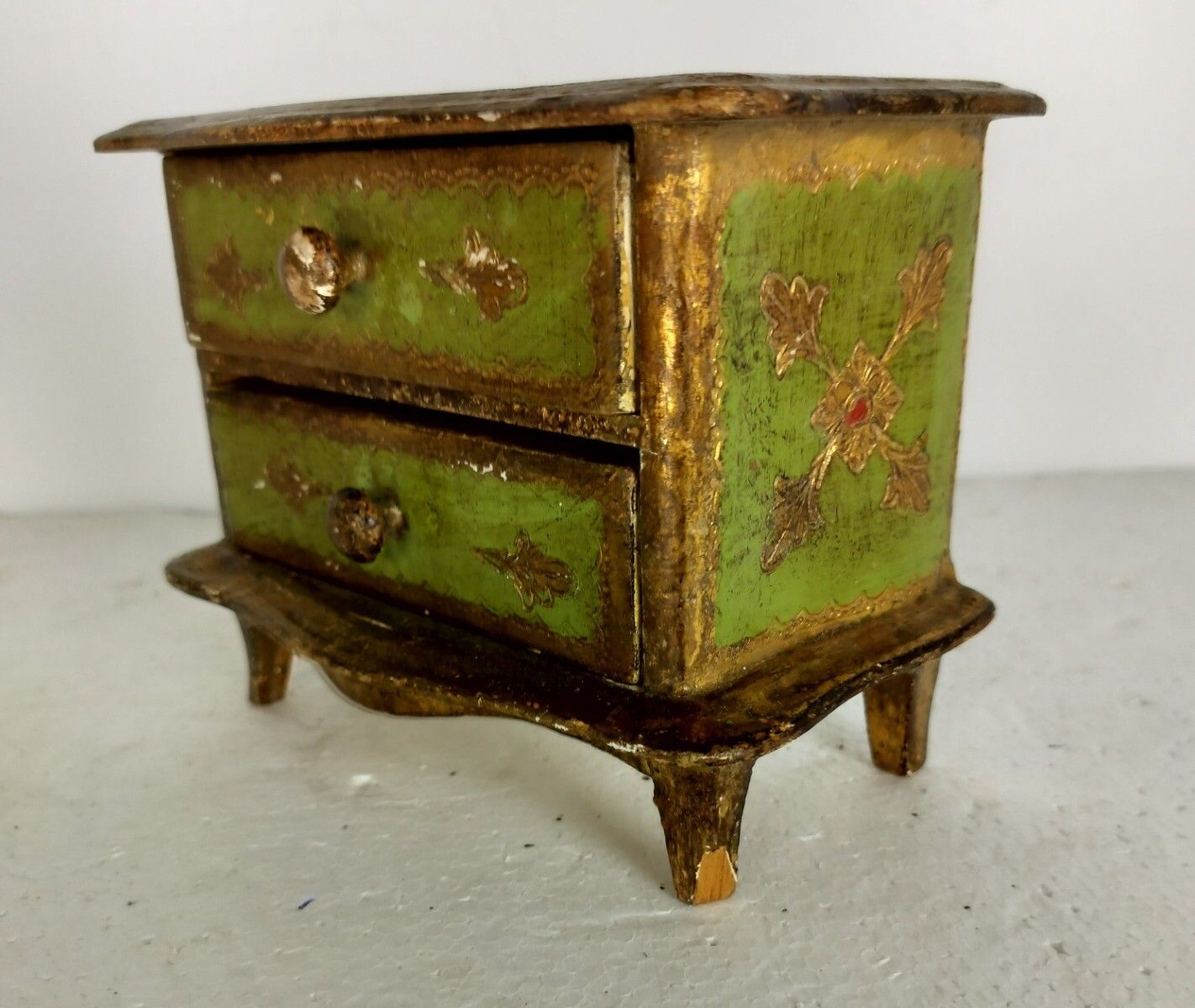 Small Italian Mid Century Hollywood Regency Florentine Jewelry Trinket Box Cabin photo furniture