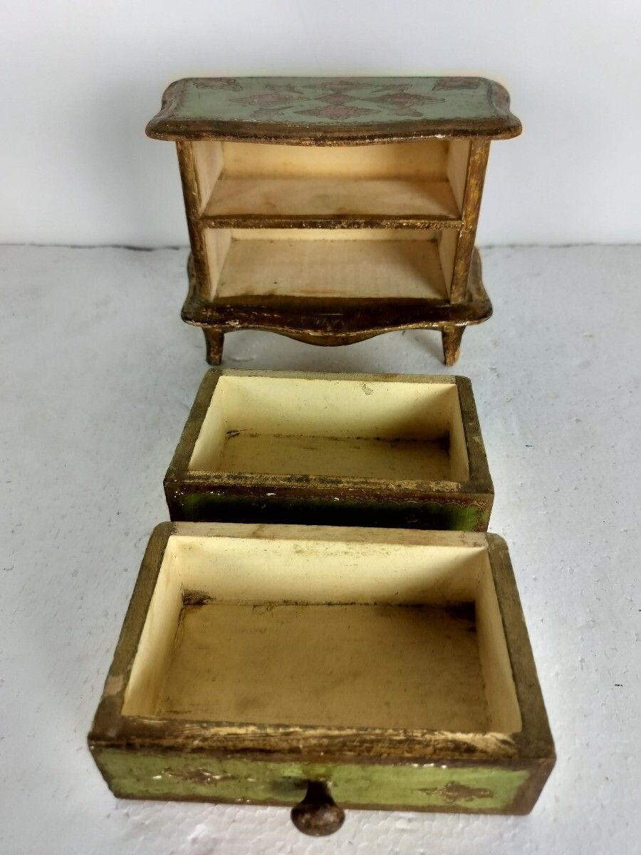photo furniture Small Italian Mid Century Hollywood Regency Florentine Jewelry Trinket Box Cabin