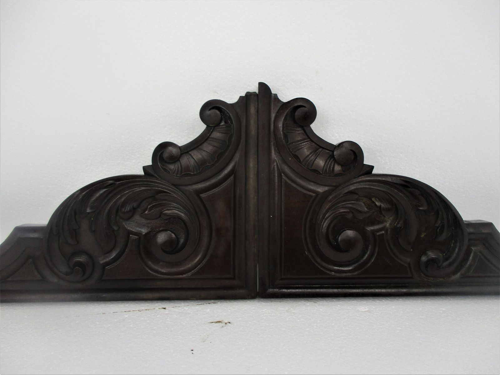 Couple Corbels Finials Hand Carved Wood Pediment Over Door Architectural Antique photo for sale