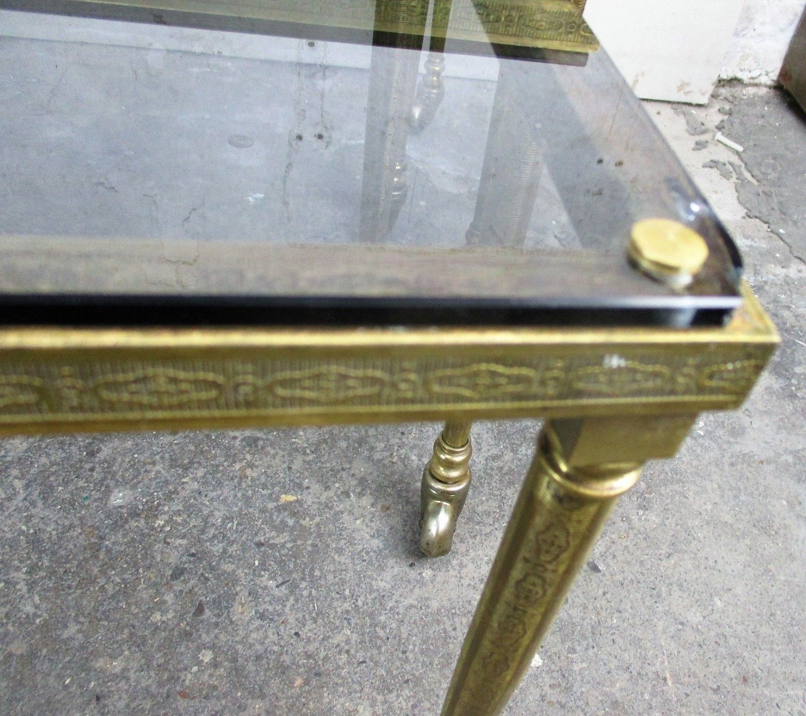 Vintage Nesting Coffee Side Tables Brass Glass Bar Cart Wheels Era Maison Bagues photo 556.0