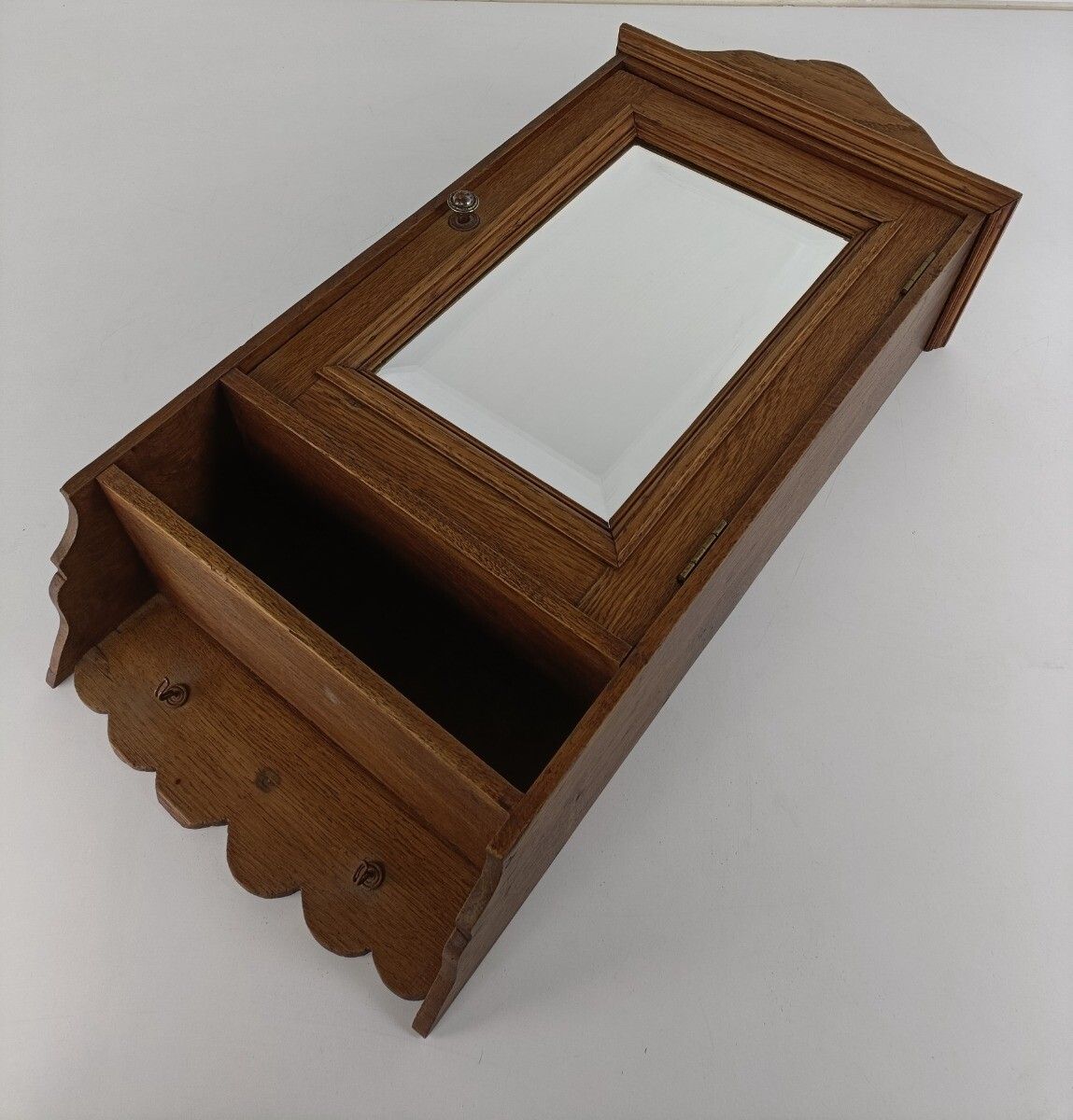 Antique Medicine Apothecary Cabinet Beveled Glass Wall Hanging Bathroom Shaving photo for sale
