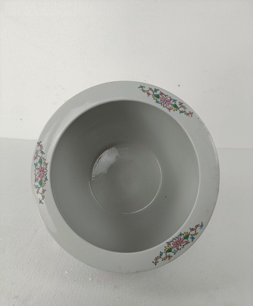 Gorgeous Chinese Porcelain  Bird Of Paradise Koi  Bowl Planter Vase Birds Flower photo vintage