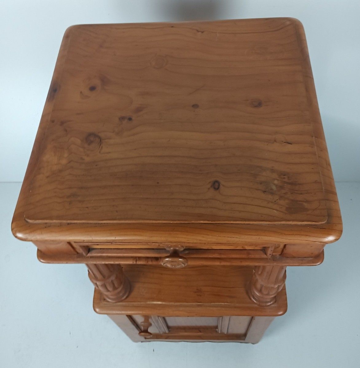 Antique Nightstand Pinewood End Table Bedroom Cabinet Japandi Style photo 404.0
