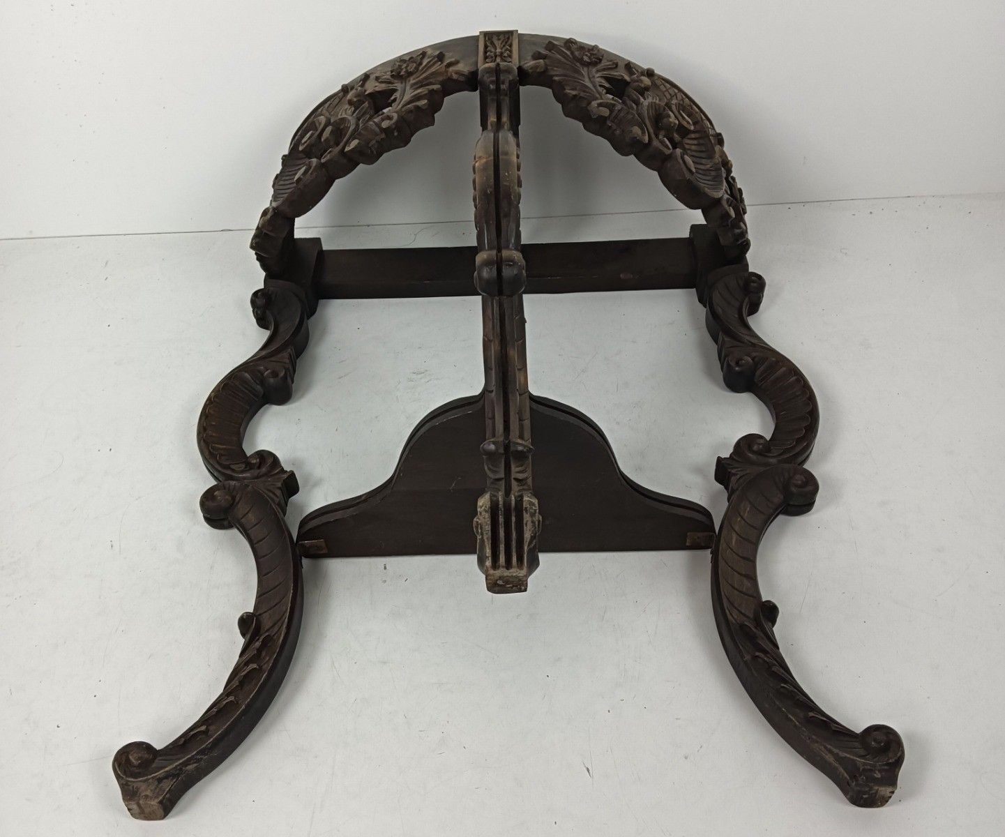 photo for sale Stunning Carved Wooden Console Wall End Table Hallway Marble Top Antique Wow