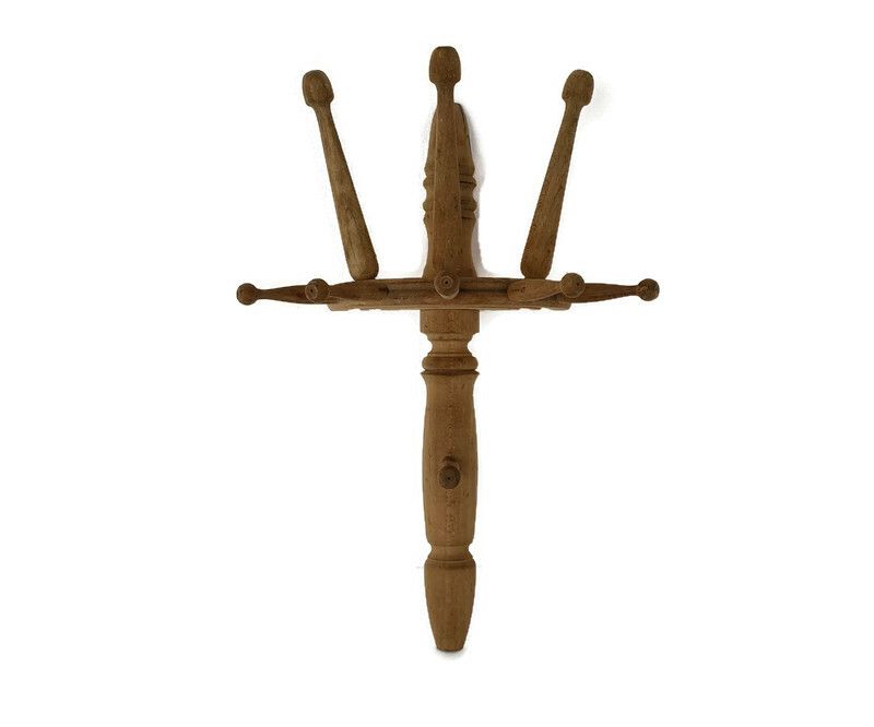 Antique Wooden Hat Rack Towel Coat Rack Very Rare Kitchen Hallway Entryway Sand