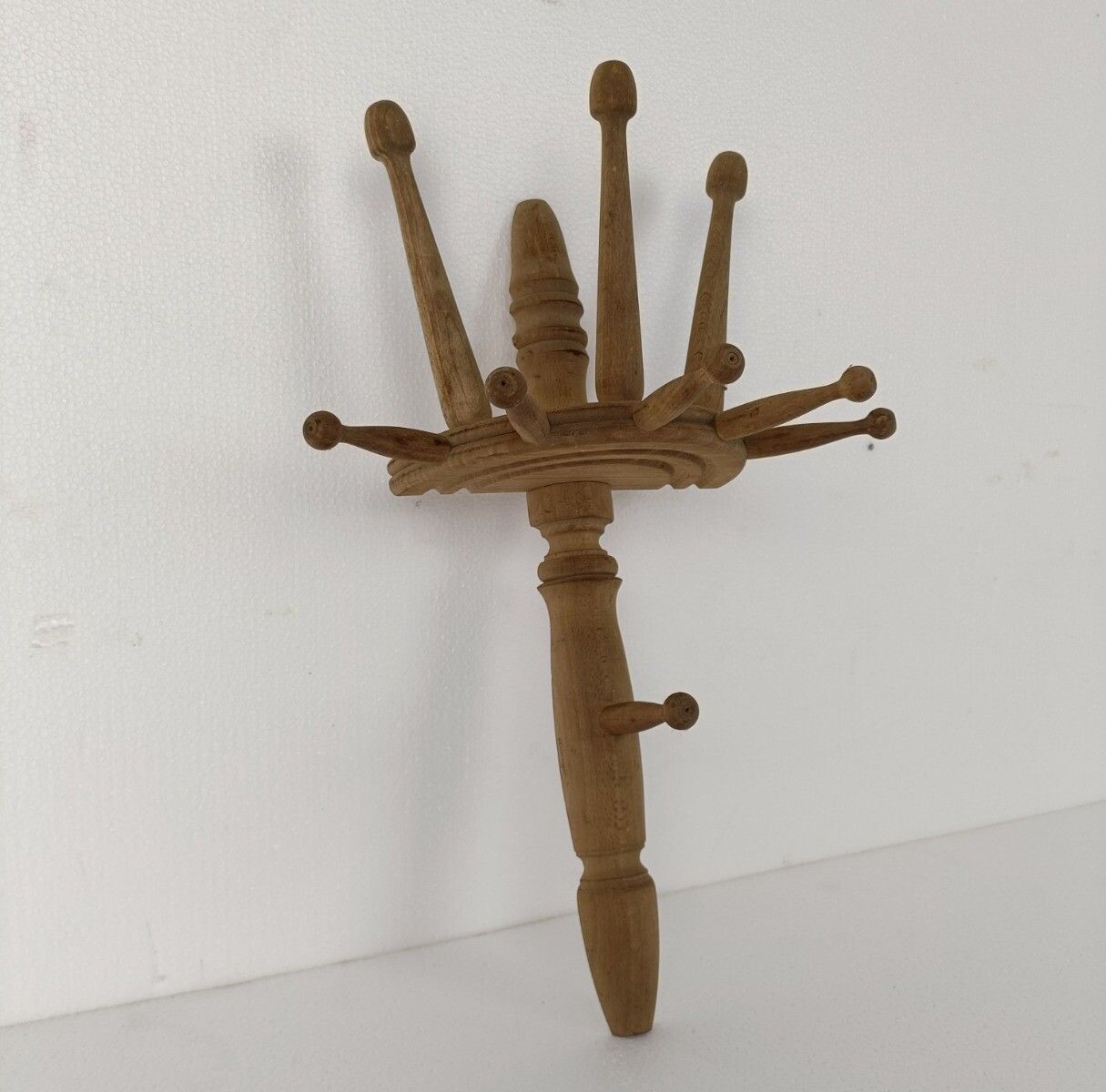 Antique Wooden Hat Rack Towel Coat Rack Very Rare Kitchen Hallway Entryway Sand photo for sale