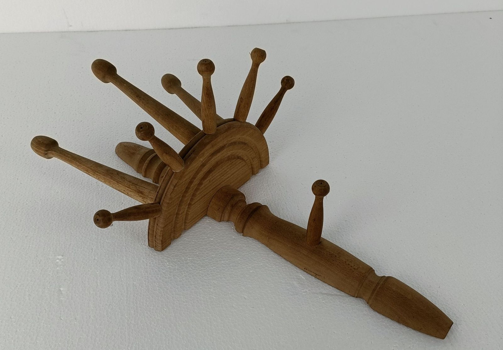Antique Wooden Hat Rack Towel Coat Rack Very Rare Kitchen Hallway Entryway Sand photo Furniture