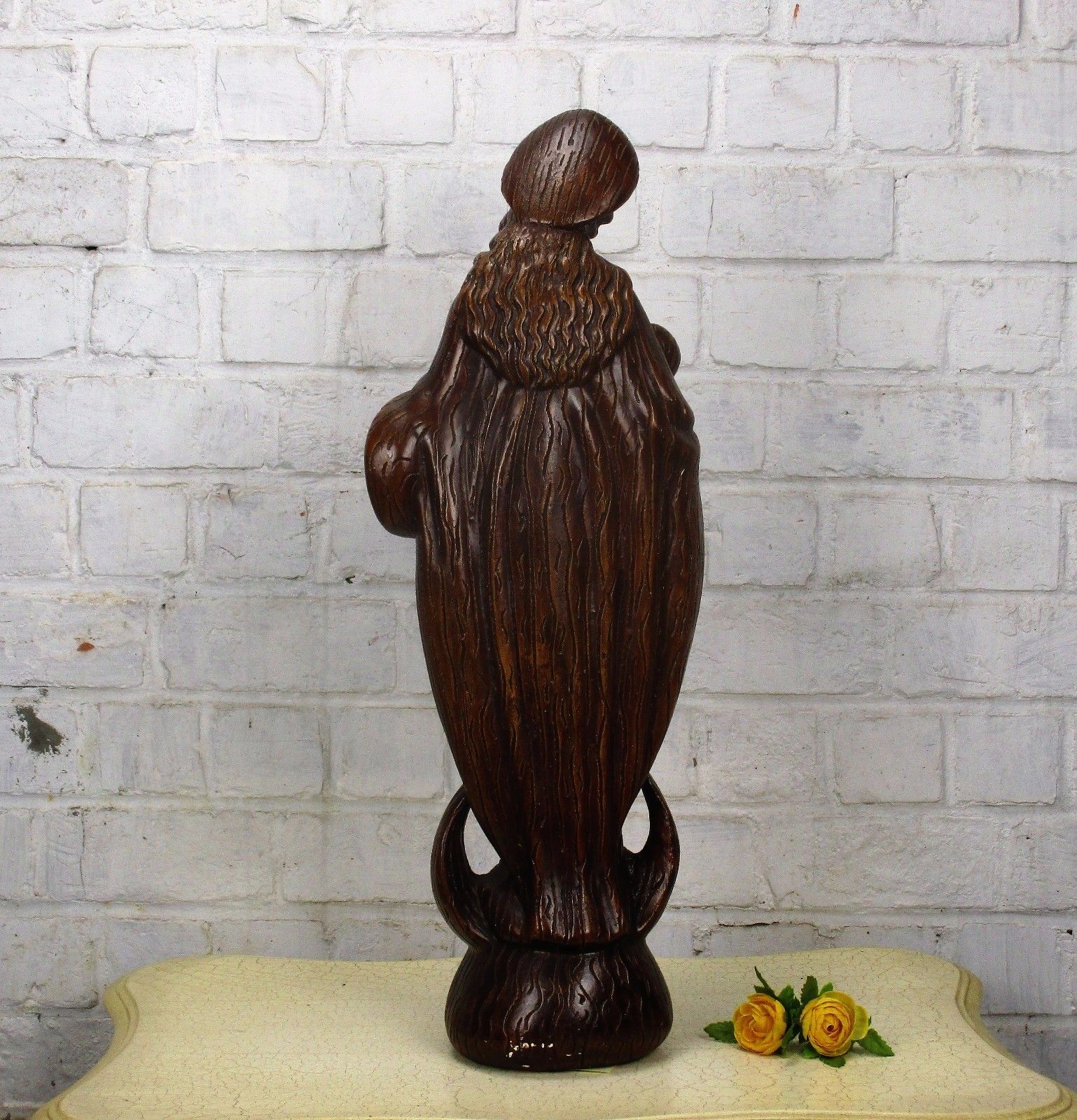 Gorgeous Xl Art Deco Virgin Mary Madonna Infant Child Plaster Statue 24.01" photo buy