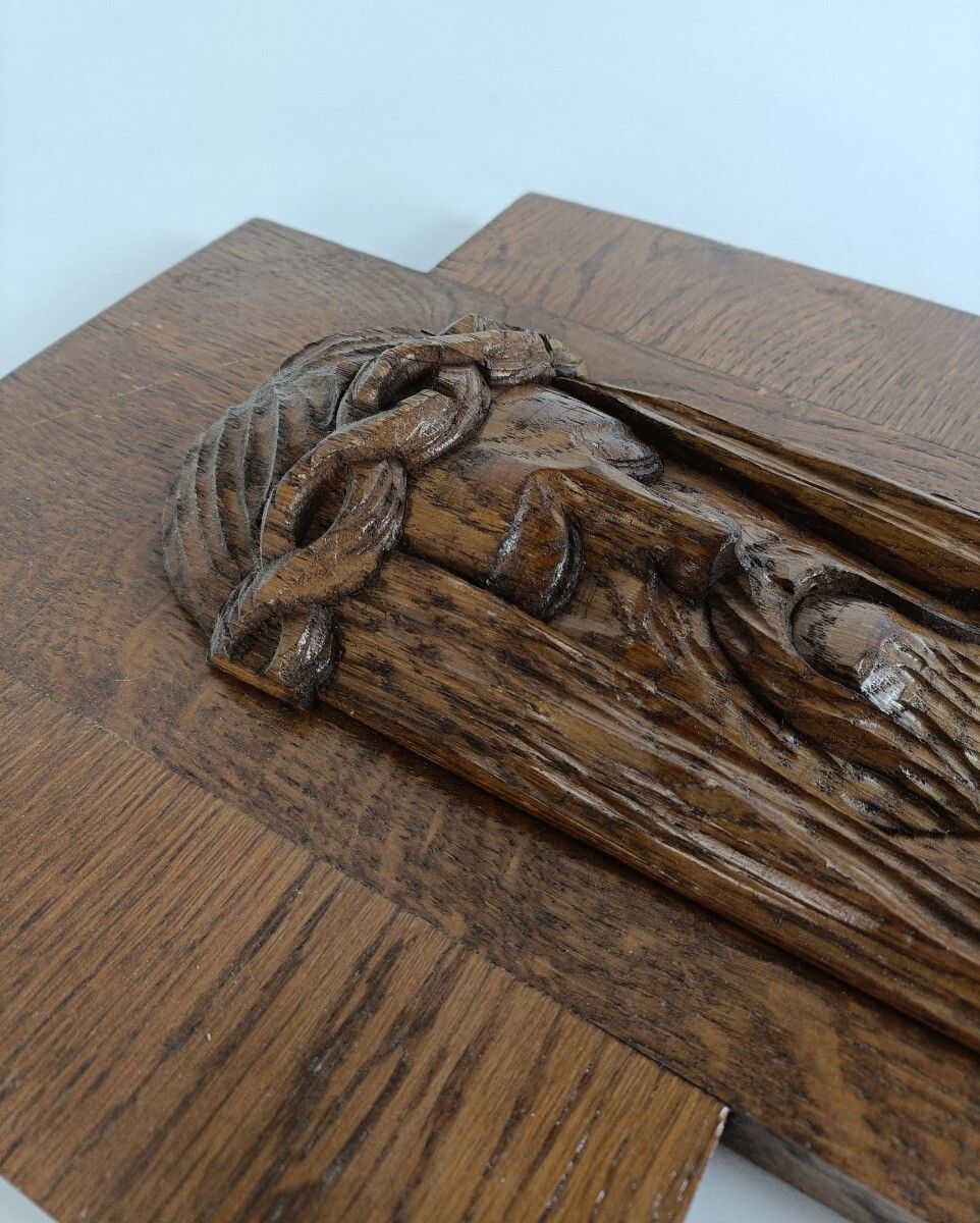 Gorgeous Hand Carved Wood Art Jesus Christ Head Of Thorns Sculpture Crucifix  VI photo vinterior