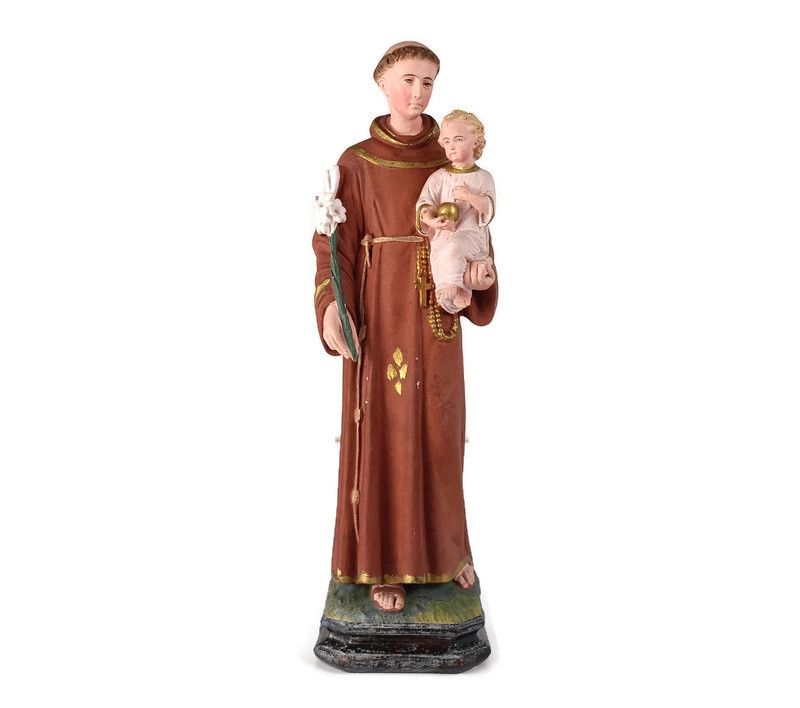 St Anthony Padua Of Lisbon Infant Child Plaster Statue Franciscan Neo Gothic Ant