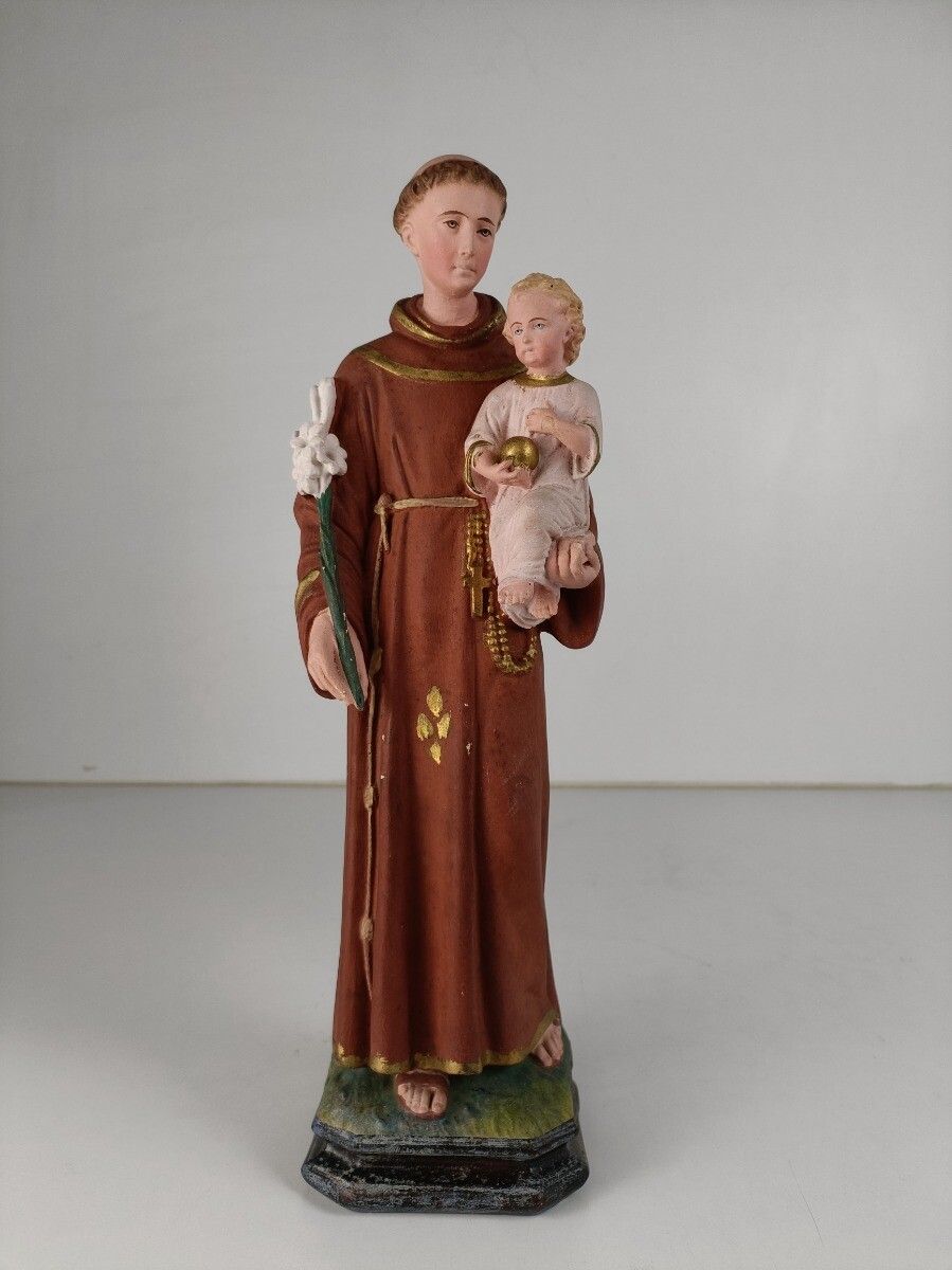 St Anthony Padua Of Lisbon Infant Child Plaster Statue Franciscan Neo Gothic Ant photo furniture