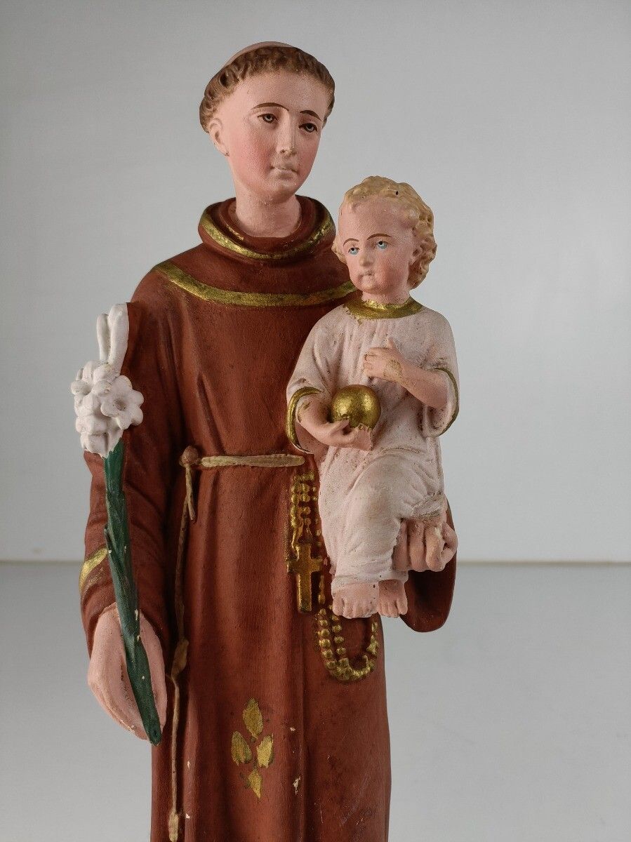 St Anthony Padua Of Lisbon Infant Child Plaster Statue Franciscan Neo Gothic Ant photo buy
