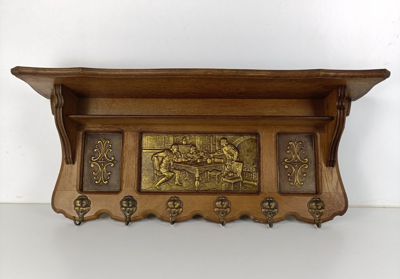 Gothic Gorgeous Ornate Hand Carved Wood Coat Hat Rack Breughel Style Brueghel Br photo for sale