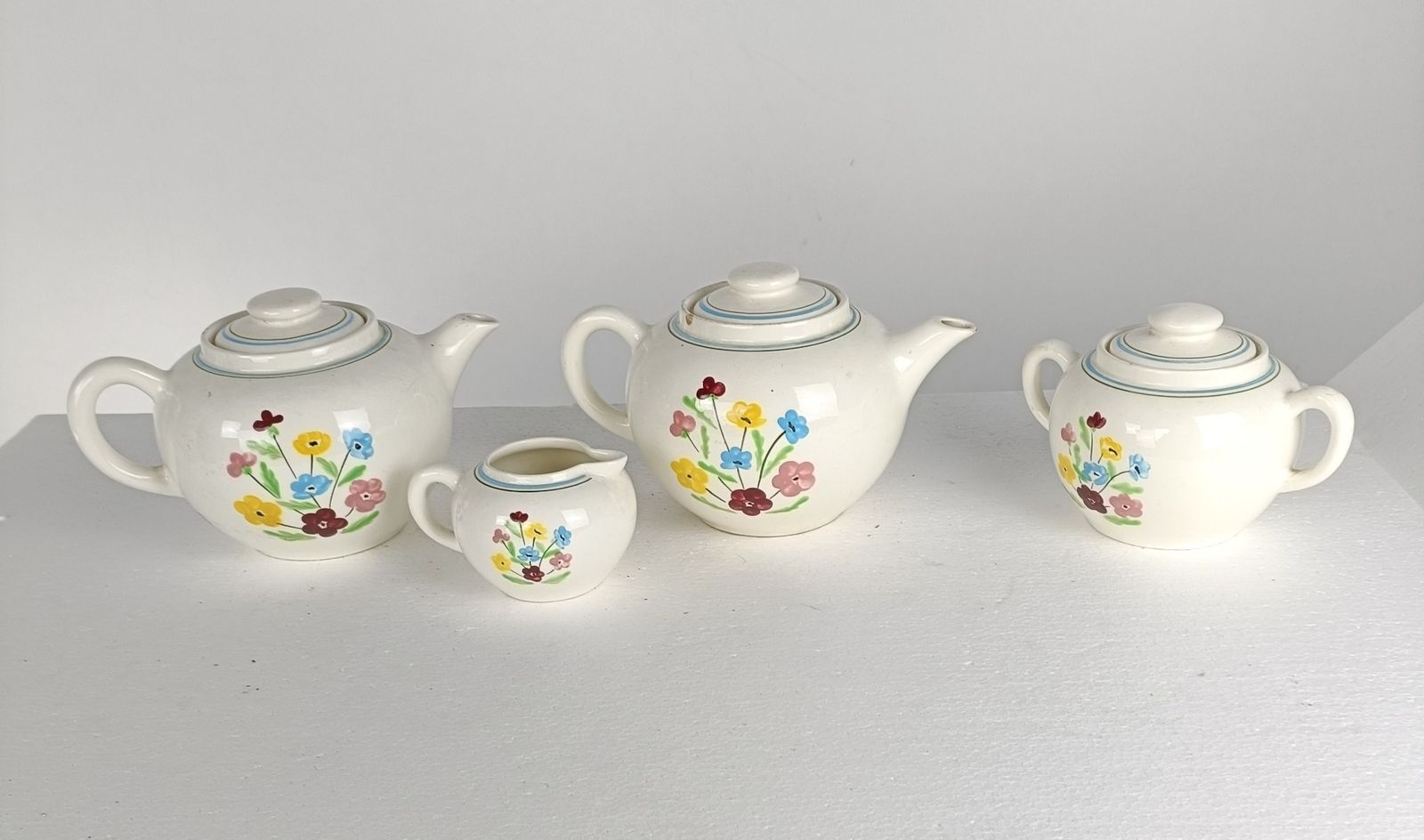 Set Of 4 Ceramic Tea Coffee Pot Sugar Bowl Milk Jar France Salins Feu D'artifice photo furniture
