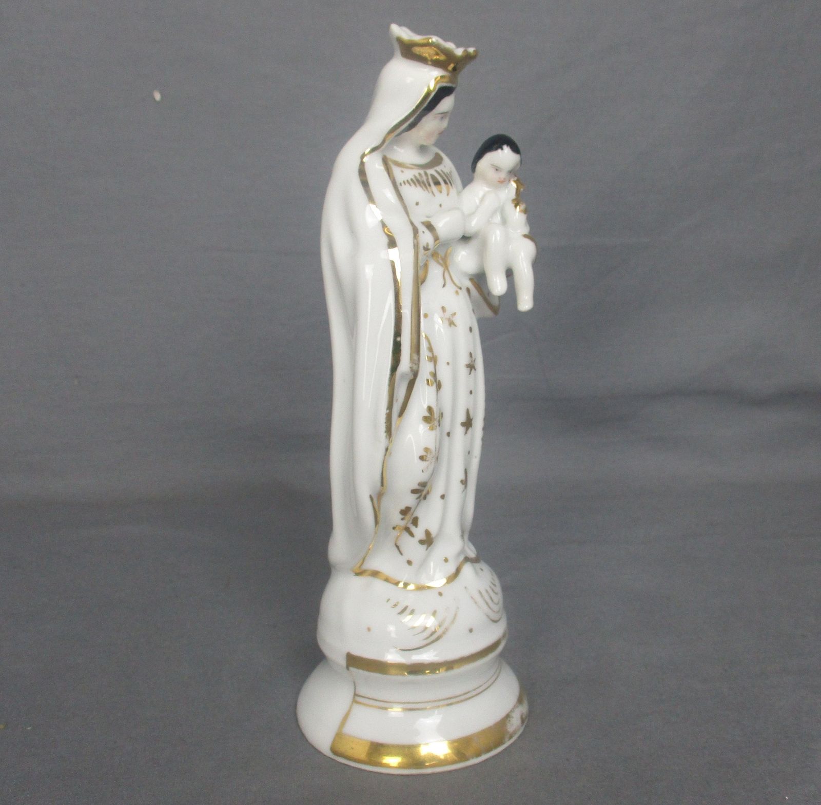 Antique 1900 Vieux Paris Porcelain Bisque Statue Virgin Mary Infant Jesus 8.26&Q photo 146.0
