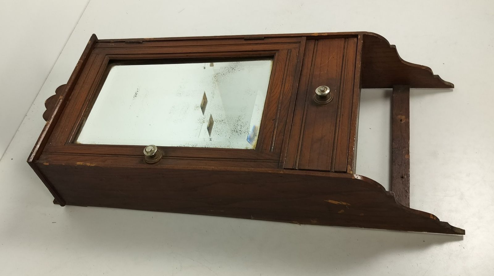 Antique Pharmacy Medicine Apothecary Cabinet Wood Beveled Glass Barn Farmhouse S photo for sale