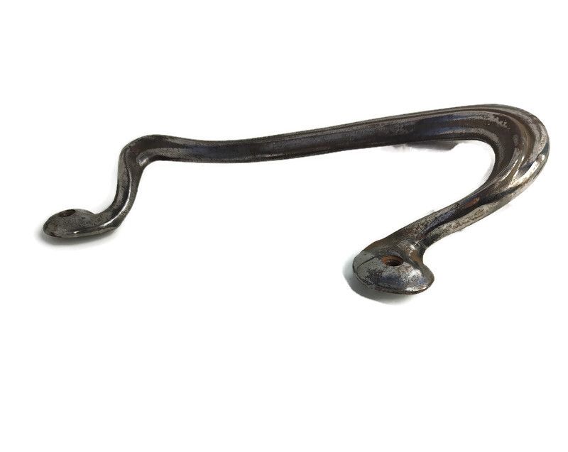 Large Art Nouveau  Antique Iron Door Pull Push Handle Reclaimed Architectural