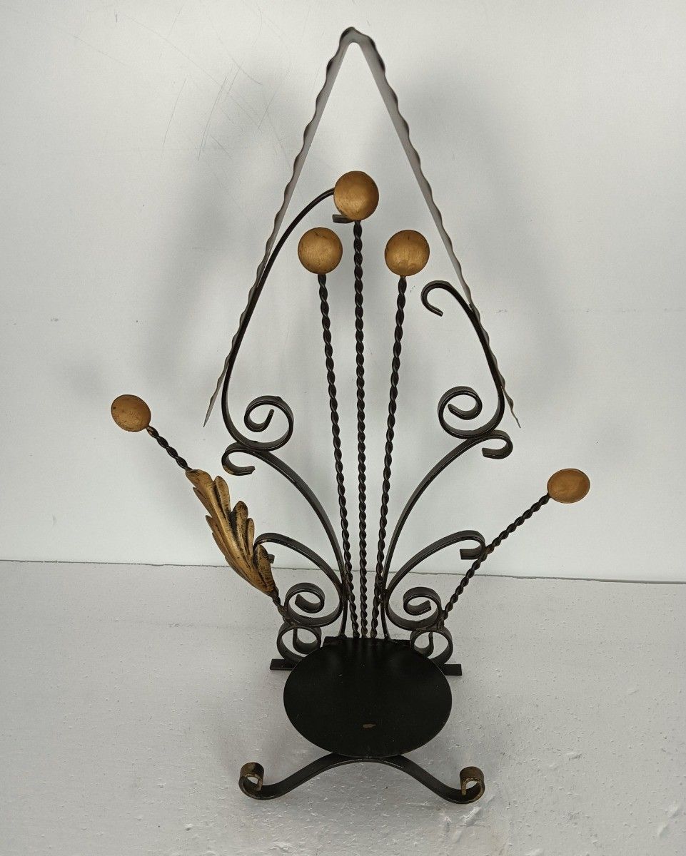 Vintage Chapel Niche For Statue Wrought Iron Gold Taches Two Toned Wall Hanging photo furniture