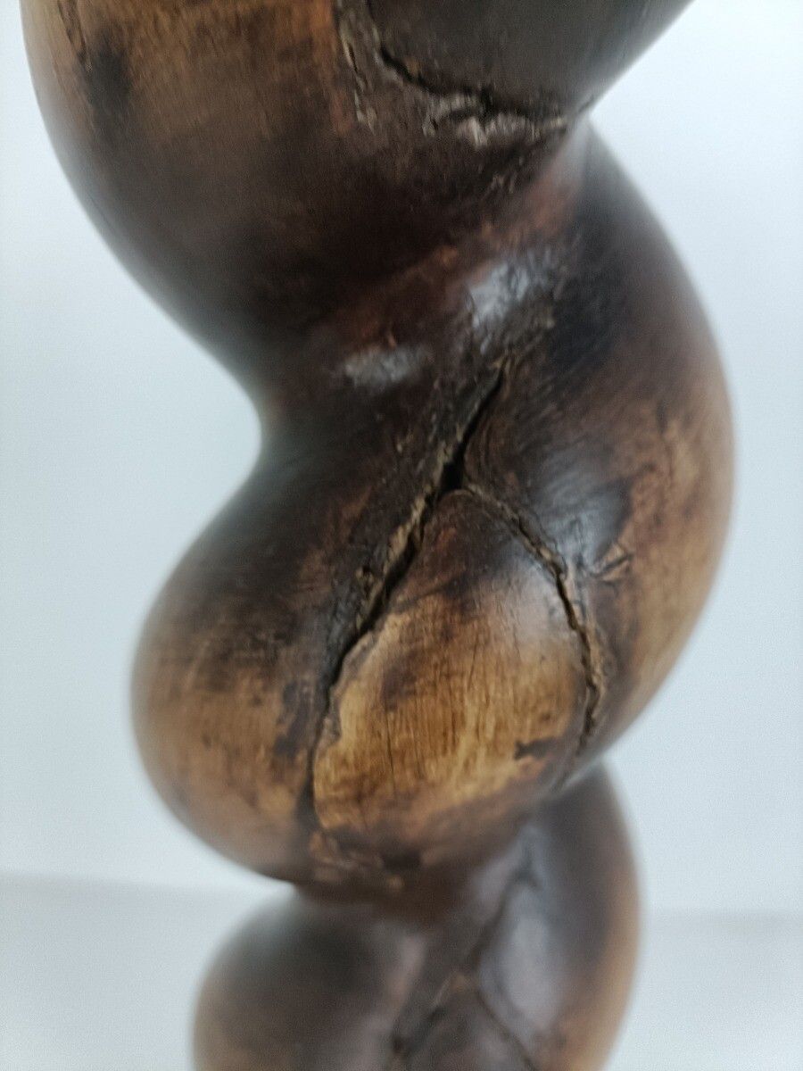 photo for sale Tall Hand Carved Wood Barley Twist Pedestal Display Side Table Plant Stand Barn