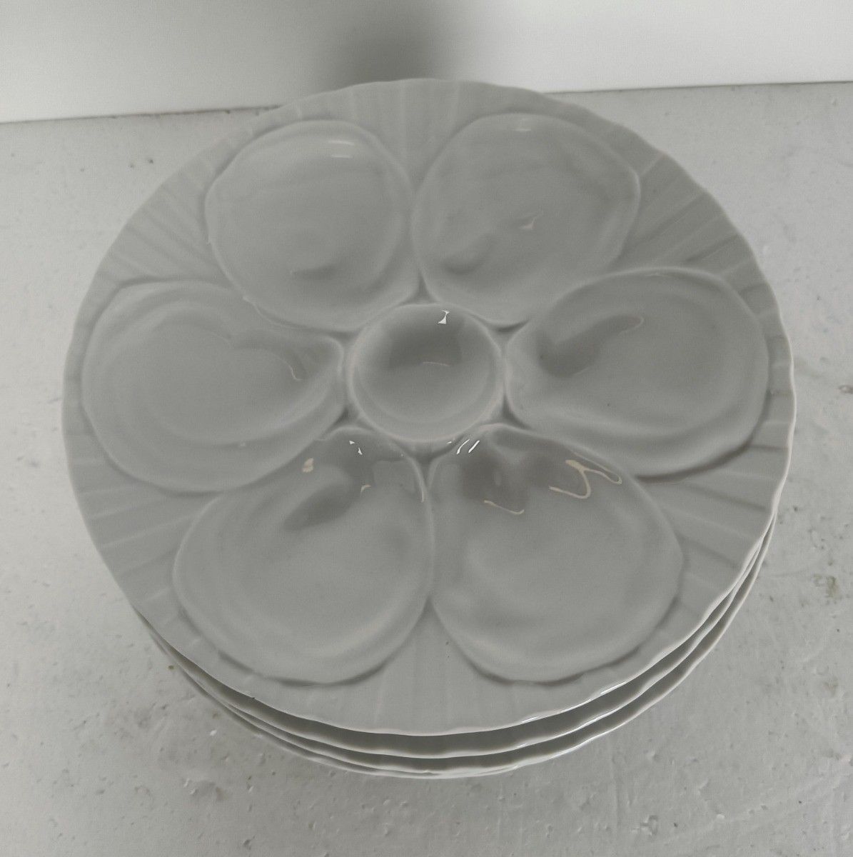 Set Of 6 French Pillivuyt Oyster Plates Porcelain Faience Marked White Stylish F photo furniture