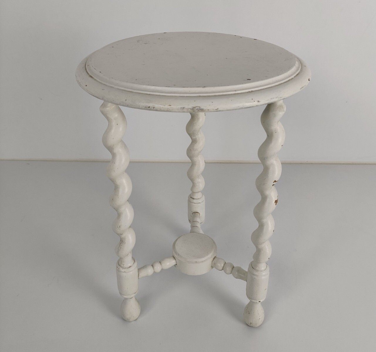 Barley Twist Wooden Two Tier Side Table Pedestal Plant Bonsai Stand Painted Whit photo furniture
