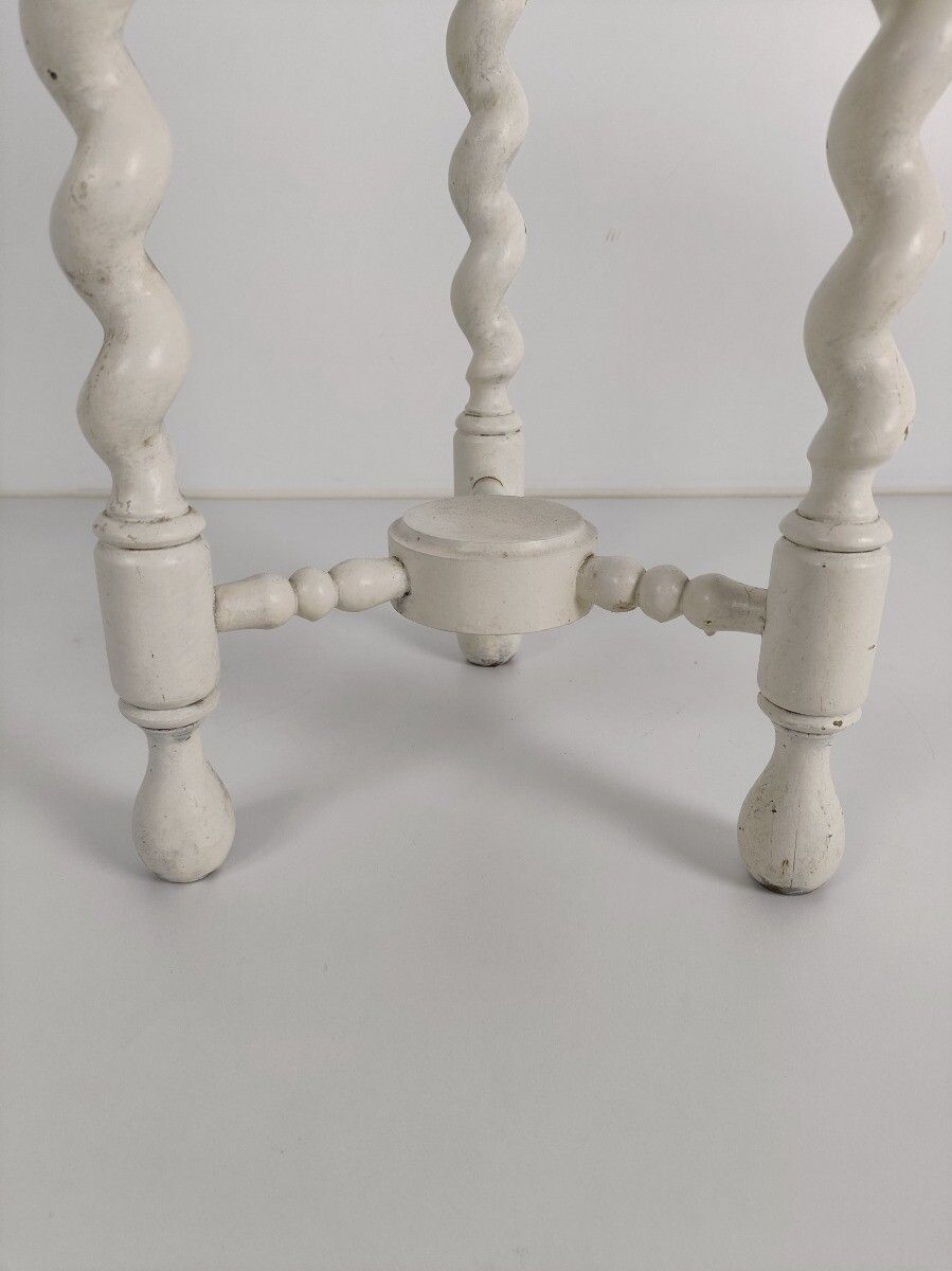 Barley Twist Wooden Two Tier Side Table Pedestal Plant Bonsai Stand Painted Whit photo Furniture