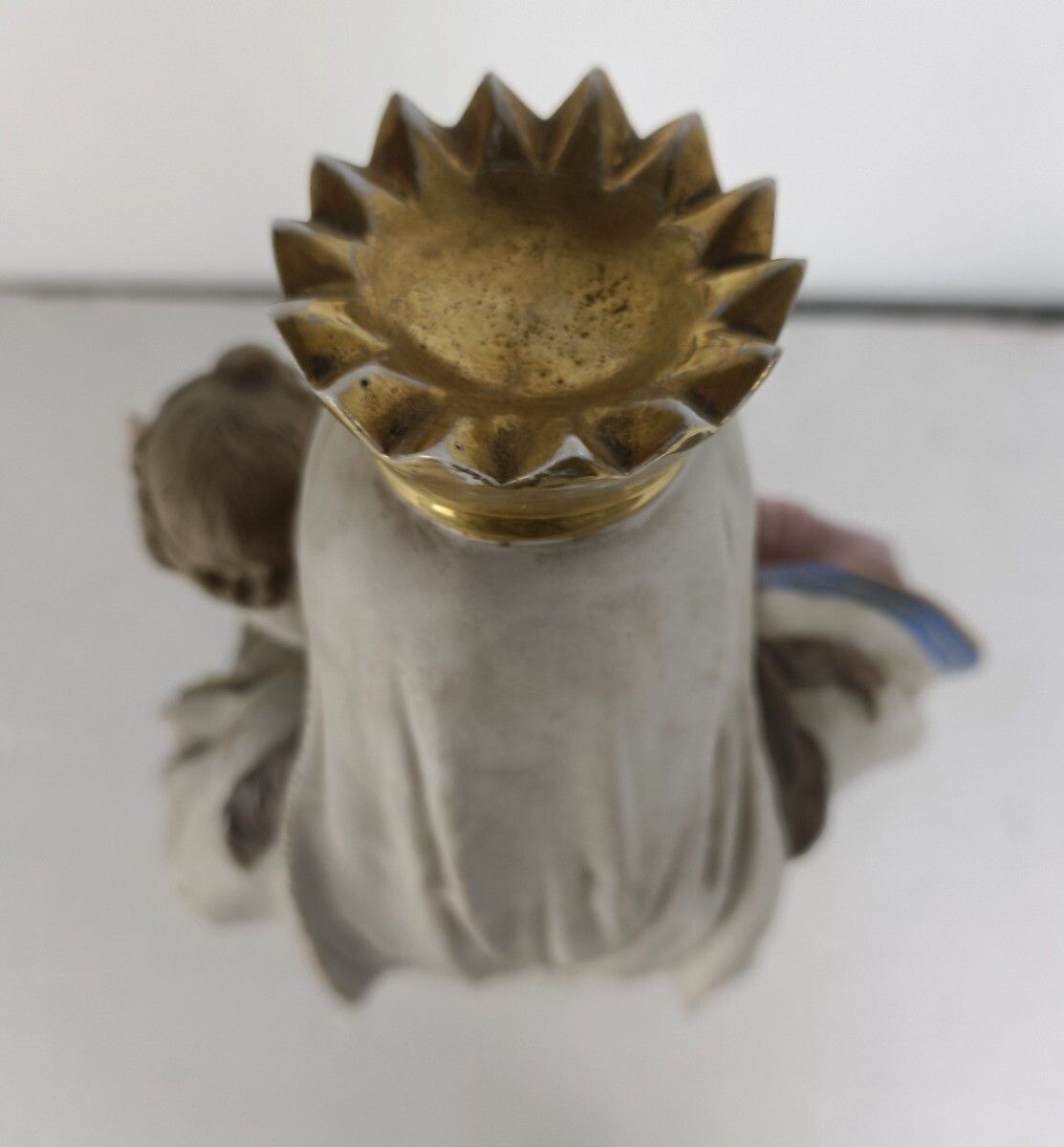 L French Antique Bisque Statue Virgin Mary Lady Madonna Infant Polychrome Antiqu photo vinterior