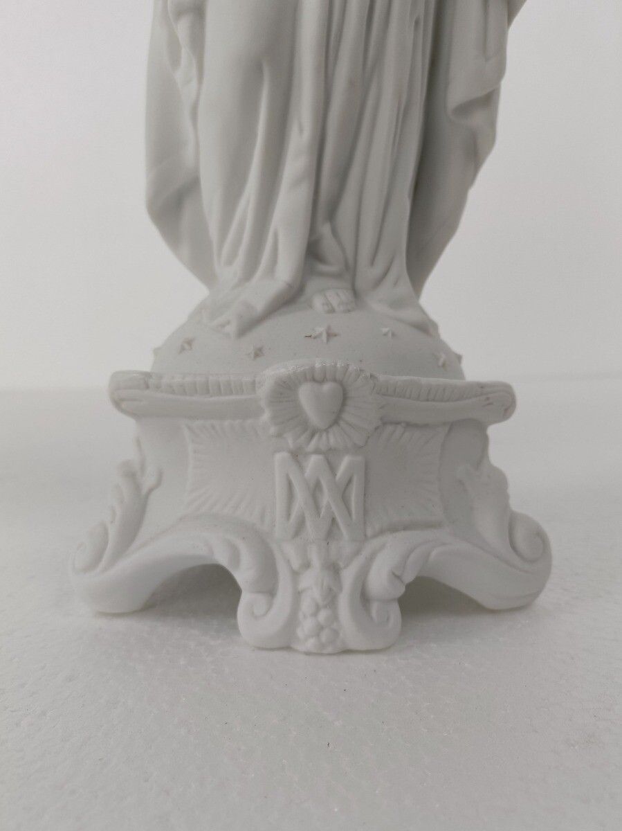 photo for sale French Antique 1900 Bisque Statue Virgin Mary Our Lady Infant Jesus Exquisite  F