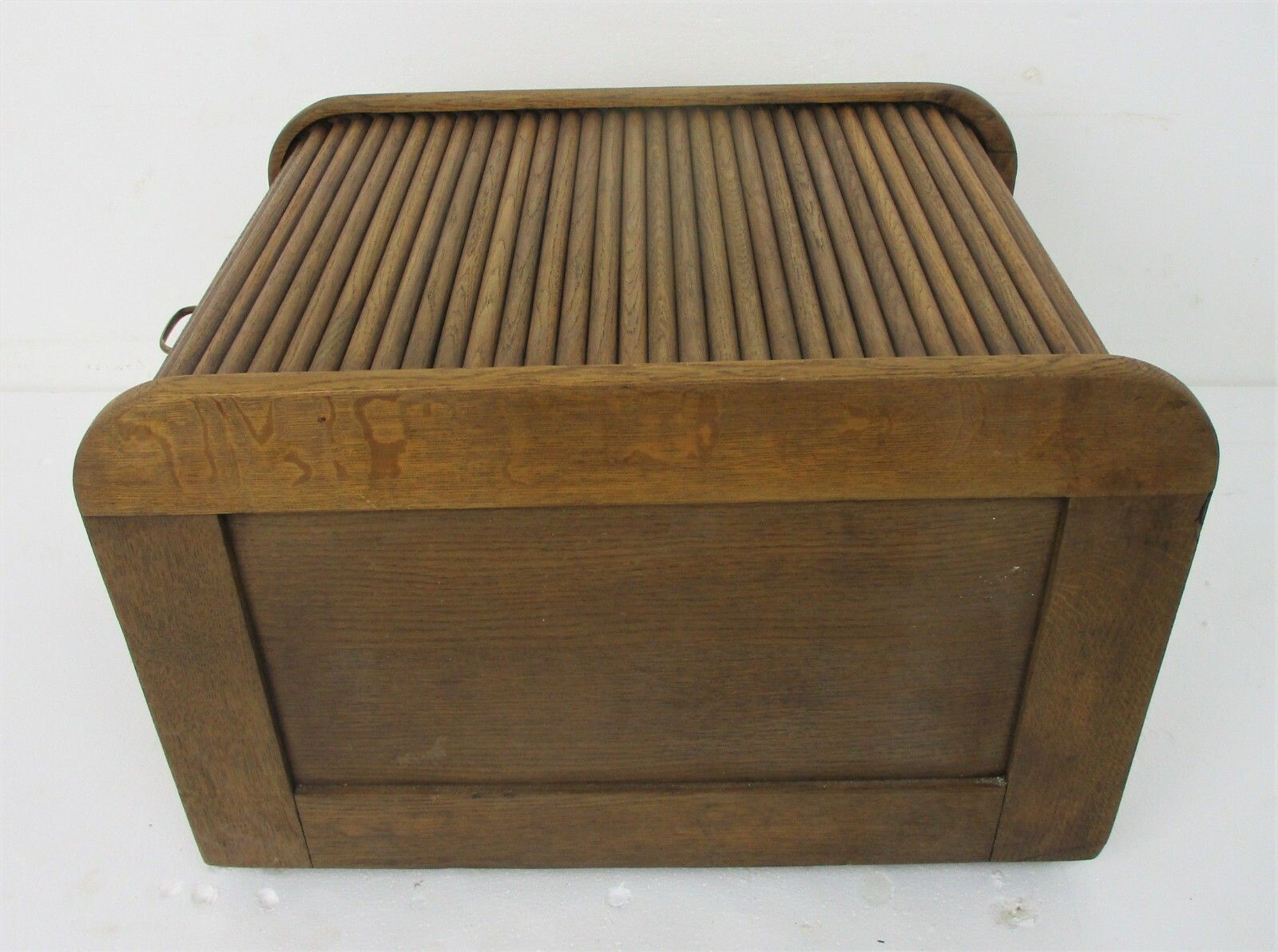 Mid Century Modern Filing Cabinet Tambour Sliding Door Wheels Extremely Rare Wow photo for sale