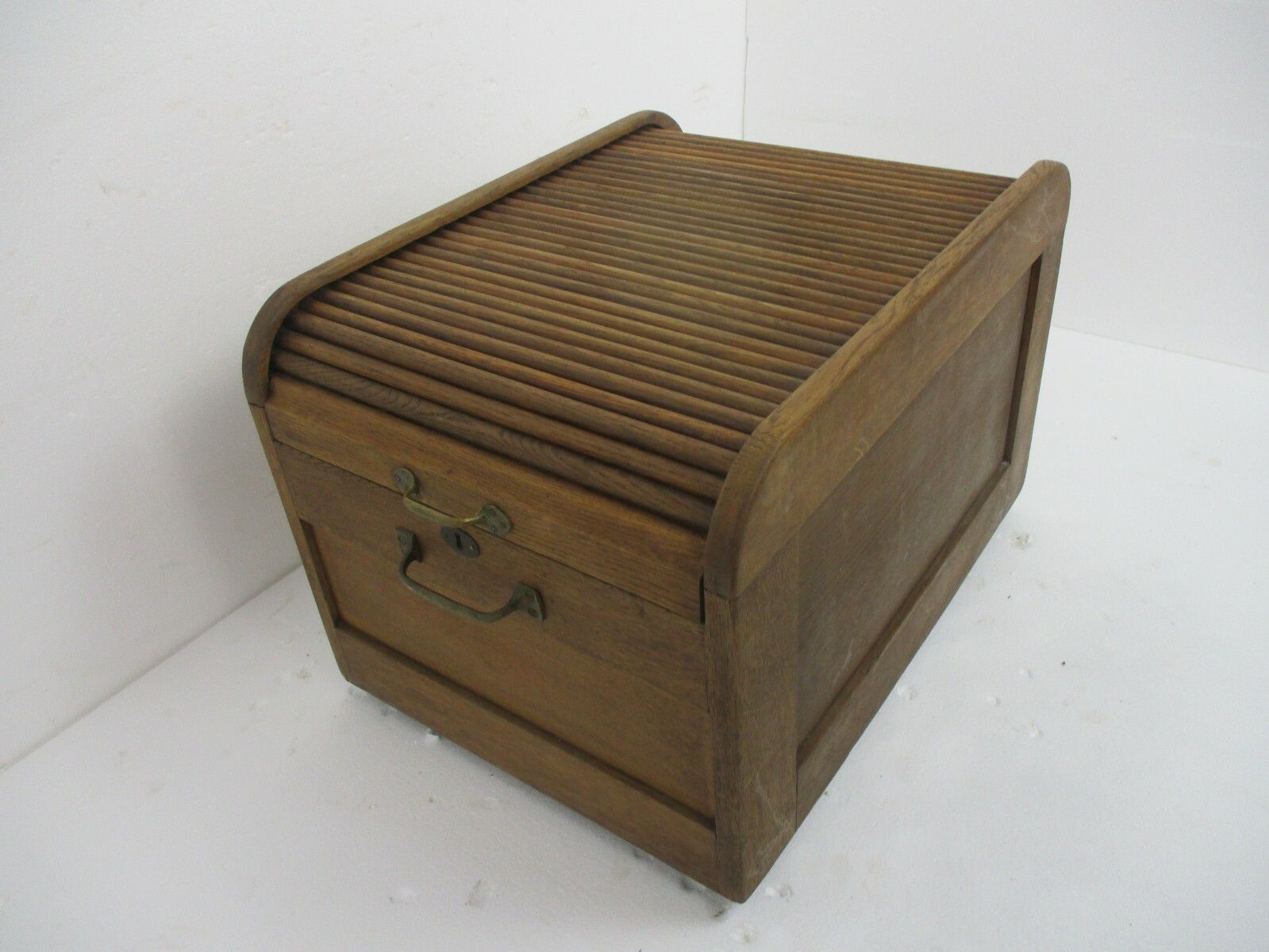 Mid Century Modern Filing Cabinet Tambour Sliding Door Wheels Extremely Rare Wow photo Furniture