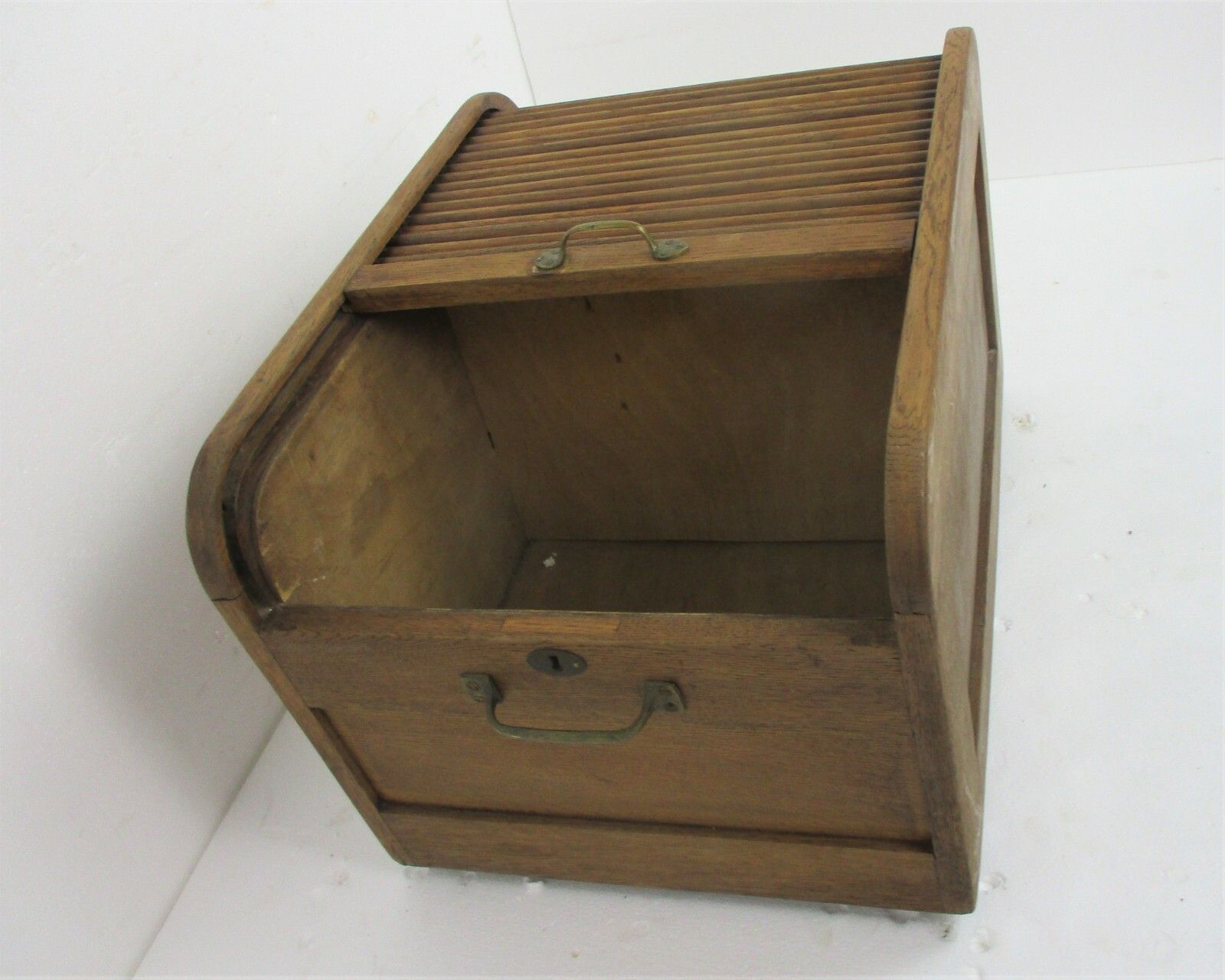 Mid Century Modern Filing Cabinet Tambour Sliding Door Wheels Extremely Rare Wow photo vinterior
