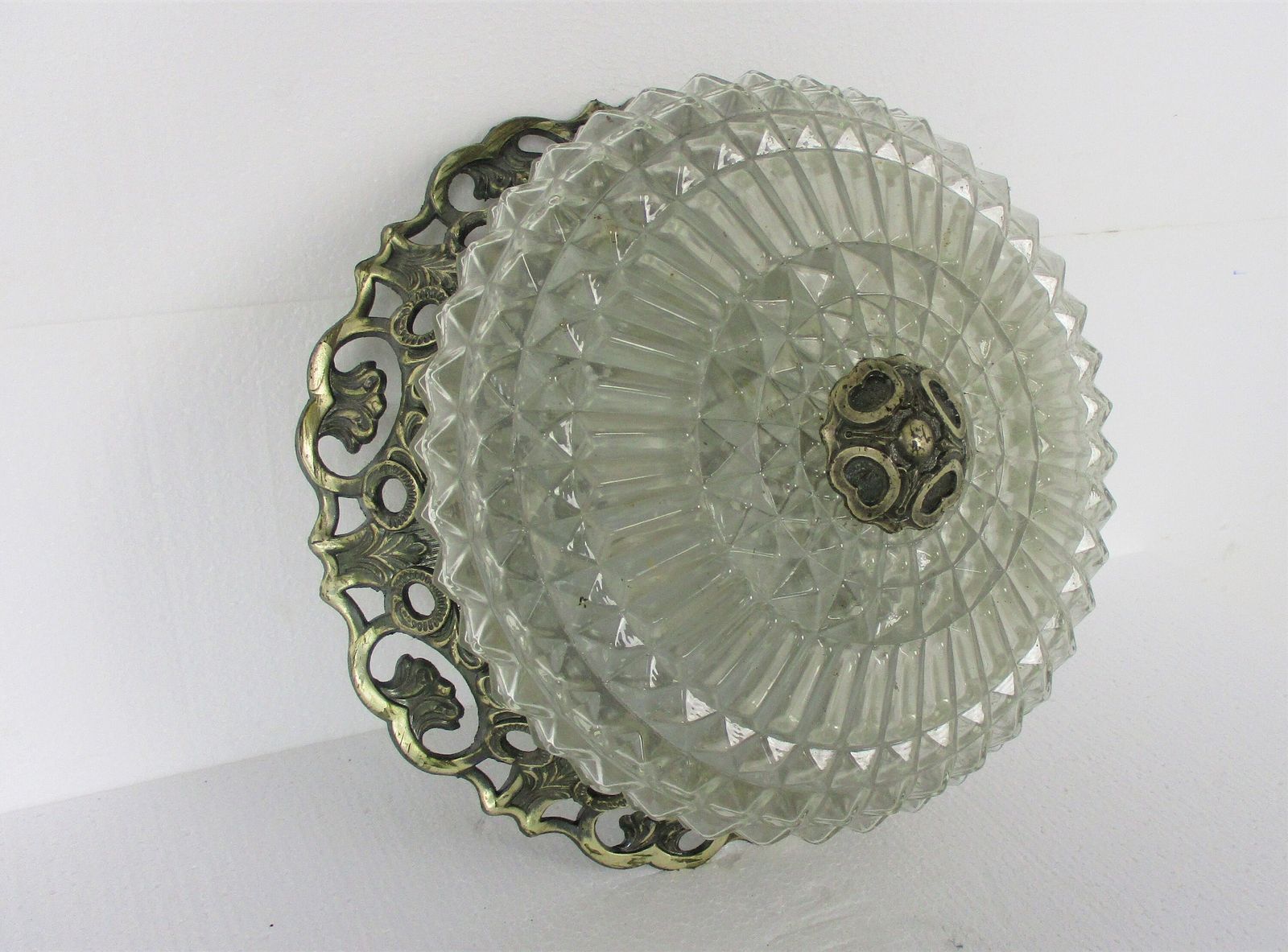 Gorgeous Xl French Ceiling Lamp Fixture Plafonnière Ornate Bubbled Glass Silver photo furniture