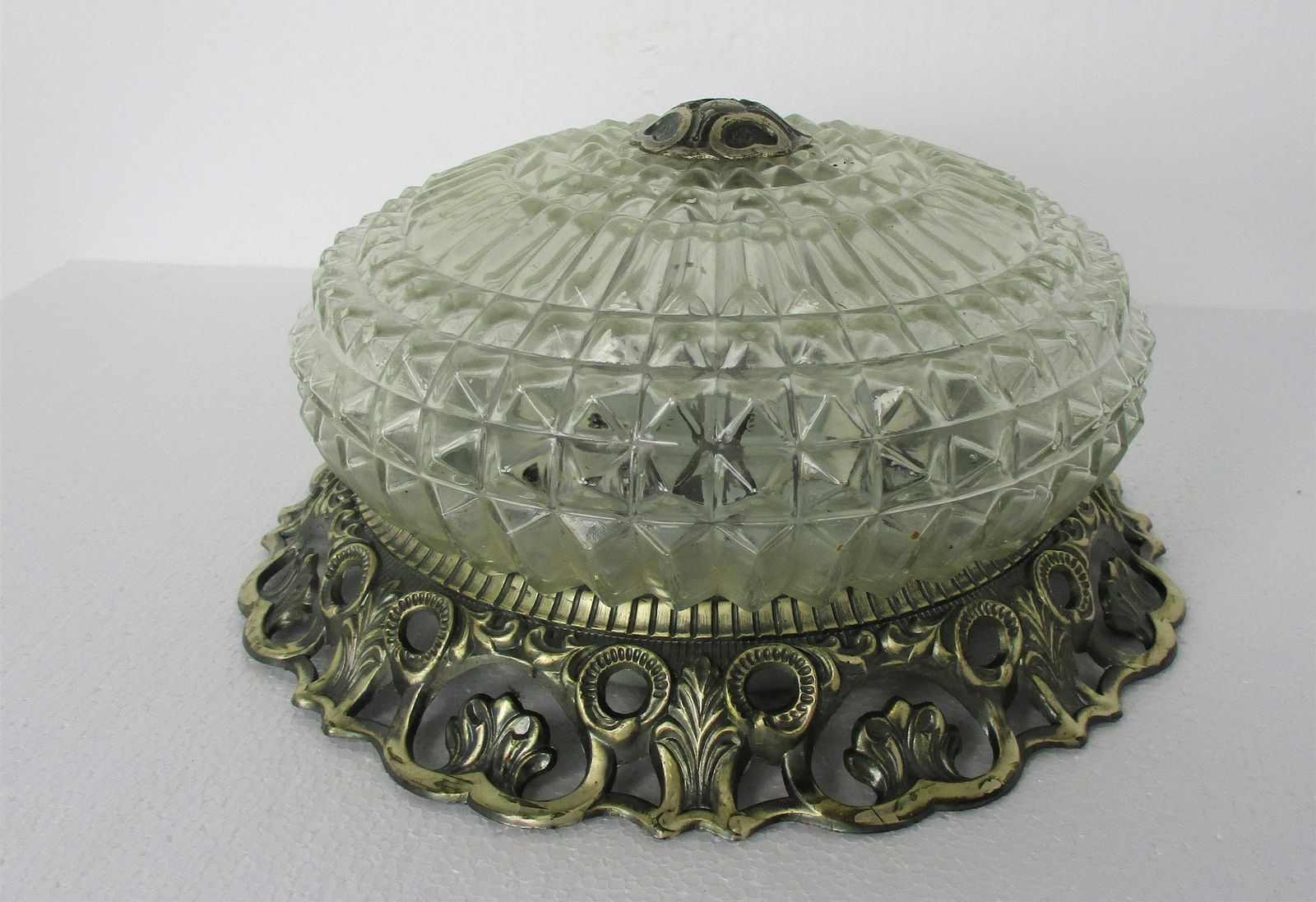 Gorgeous Xl French Ceiling Lamp Fixture Plafonnière Ornate Bubbled Glass Silver photo 117.0