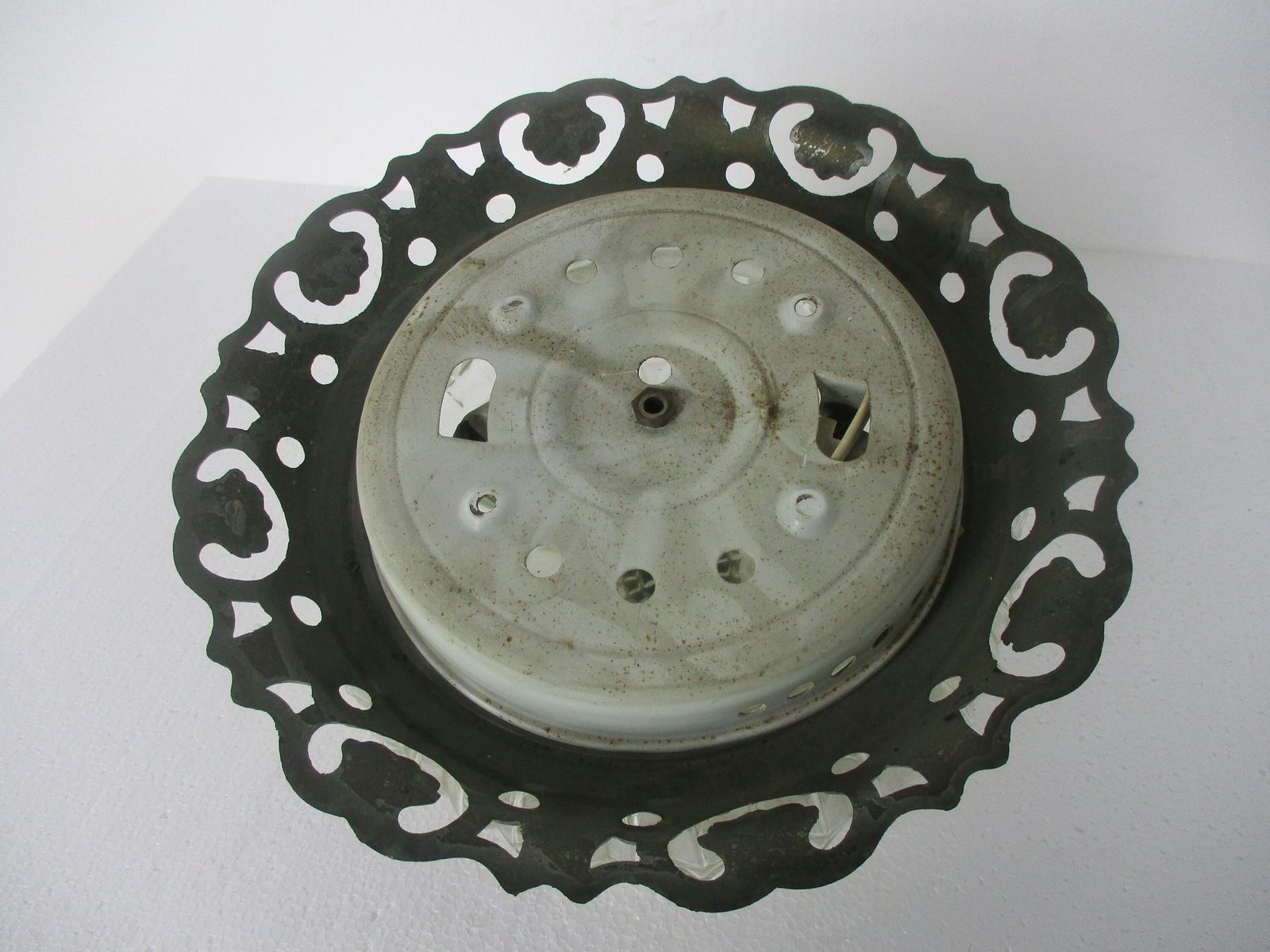 Gorgeous Xl French Ceiling Lamp Fixture Plafonnière Ornate Bubbled Glass Silver photo buy