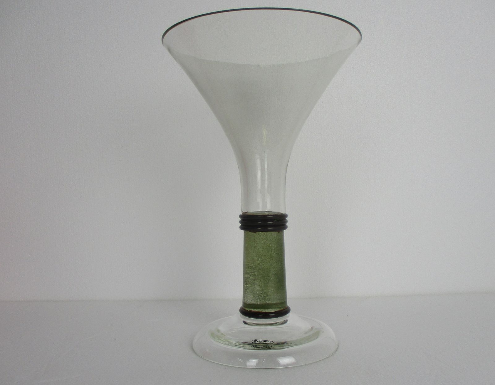 Vintage Art Glass Italian Vase Seguso Vetri D'arte Clear Silver Signed Gorge