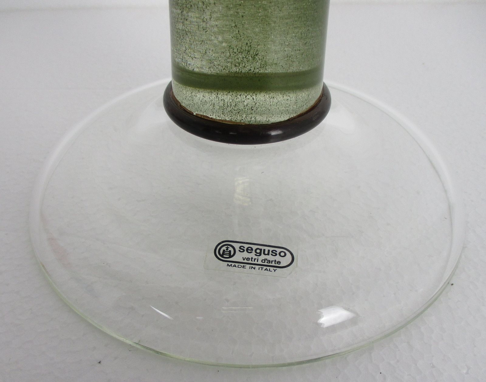 Vintage Art Glass Italian Vase Seguso Vetri D'arte Clear Silver Signed Gorge photo furniture