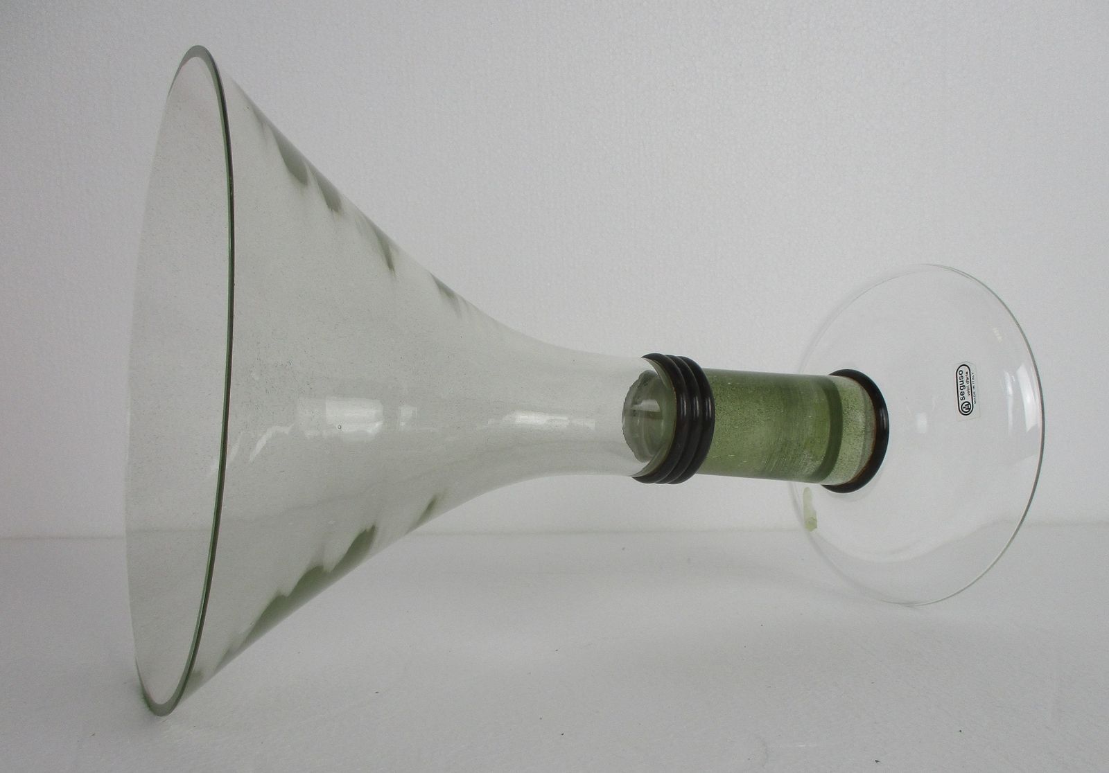 Vintage Art Glass Italian Vase Seguso Vetri D'arte Clear Silver Signed Gorge photo Home Decor