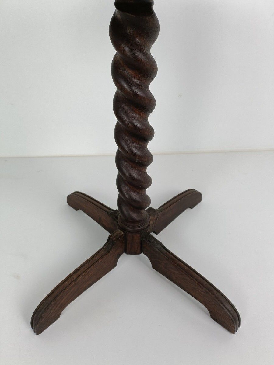 Round Barley Twist Hand Carved Wooden Side Table Pedestal, Plant Stand Barn Styl photo 244.0