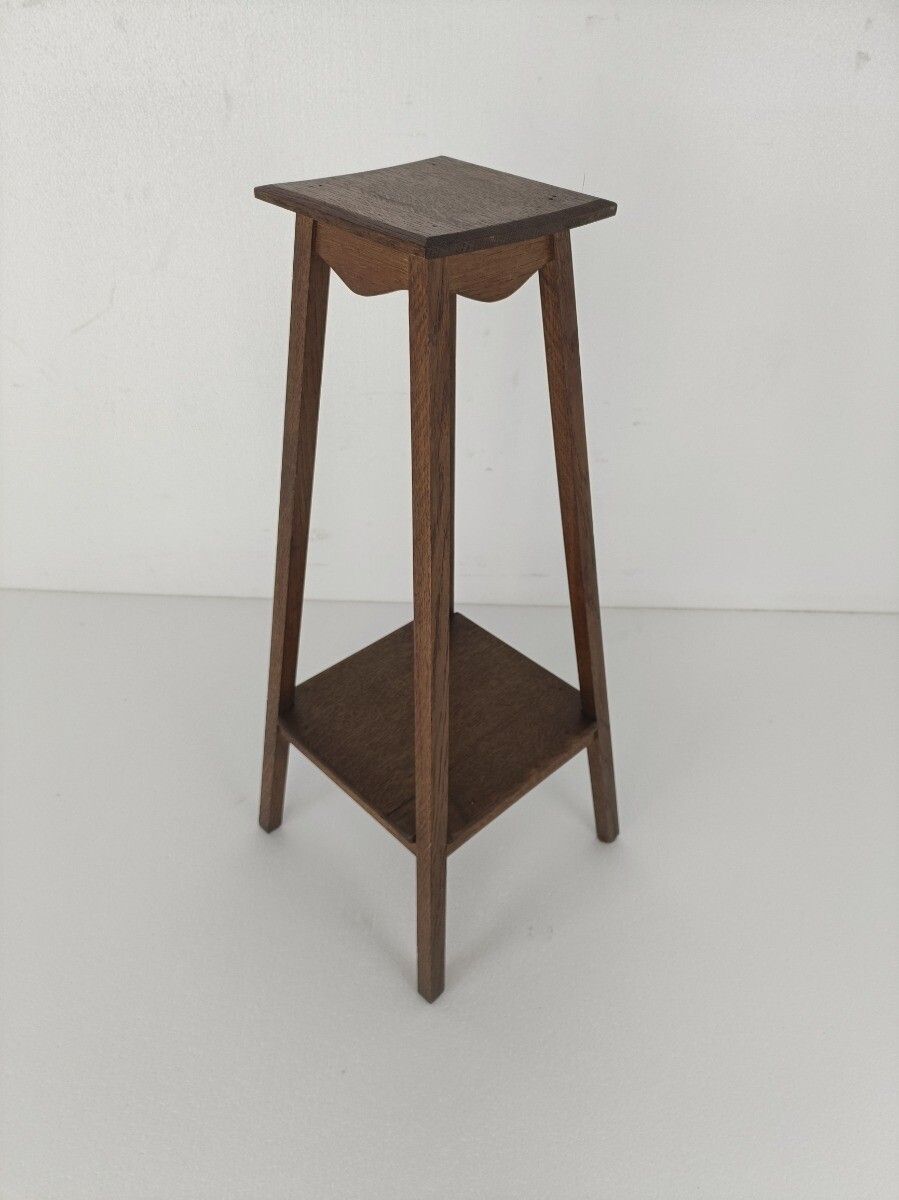 Vintage Wood Oak Pedestal Display Table Plant Bonsai Stand Two Tier Barn Country photo furniture