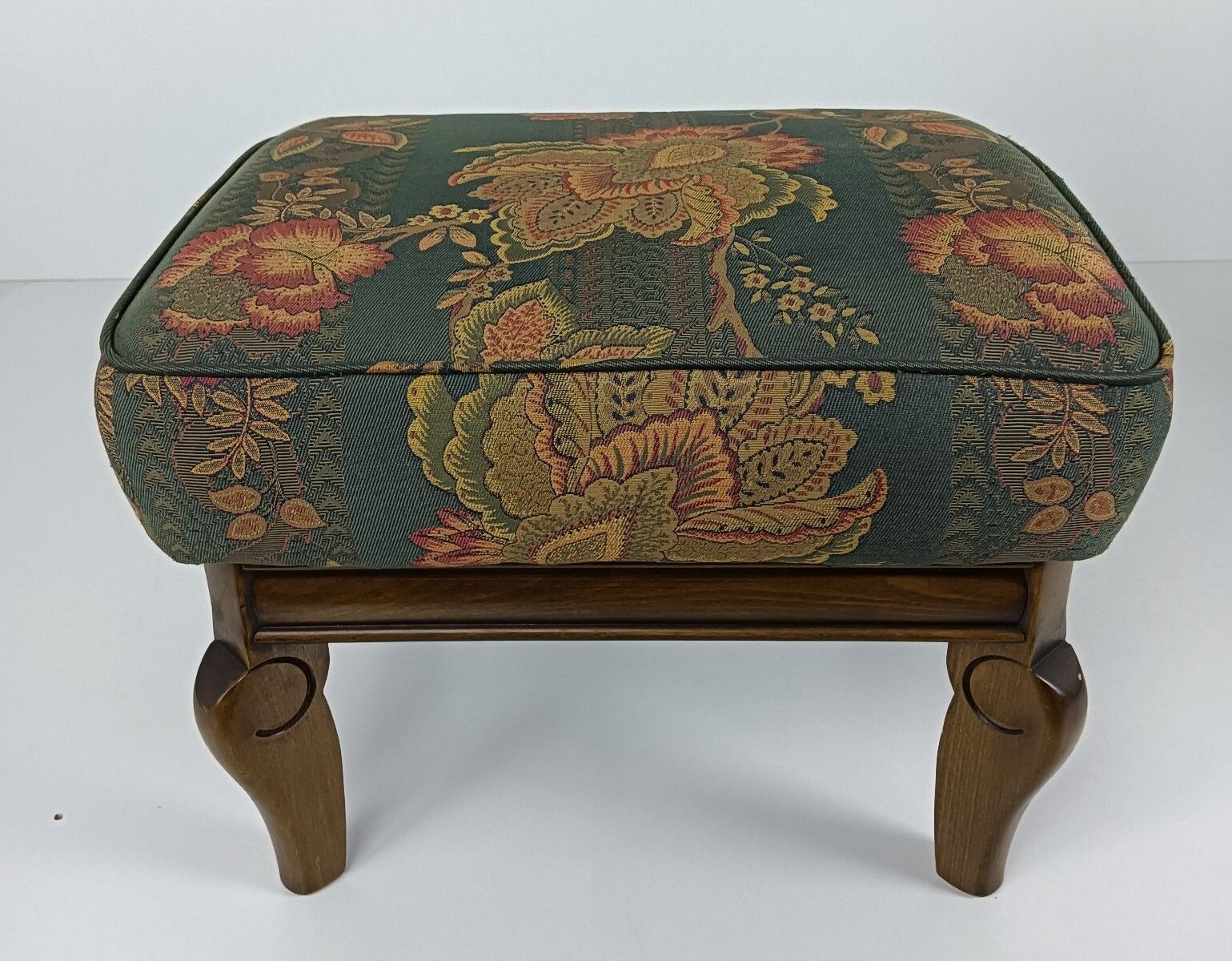 Special Adjustable Foot Stool Rest Ottoman Wood Tapistry  Fabric Funky Rare photo buy