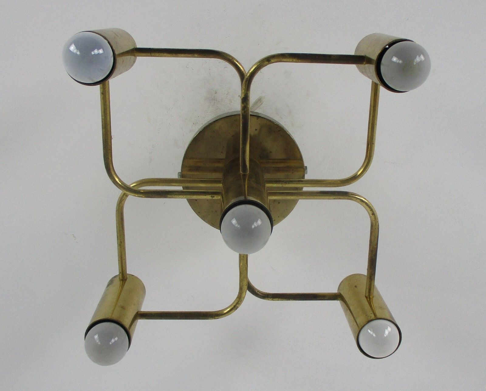 Mid Century Modern 1960s Gold Metal Chandelier 5 Lights Boulanger Sciolari photo Lighting